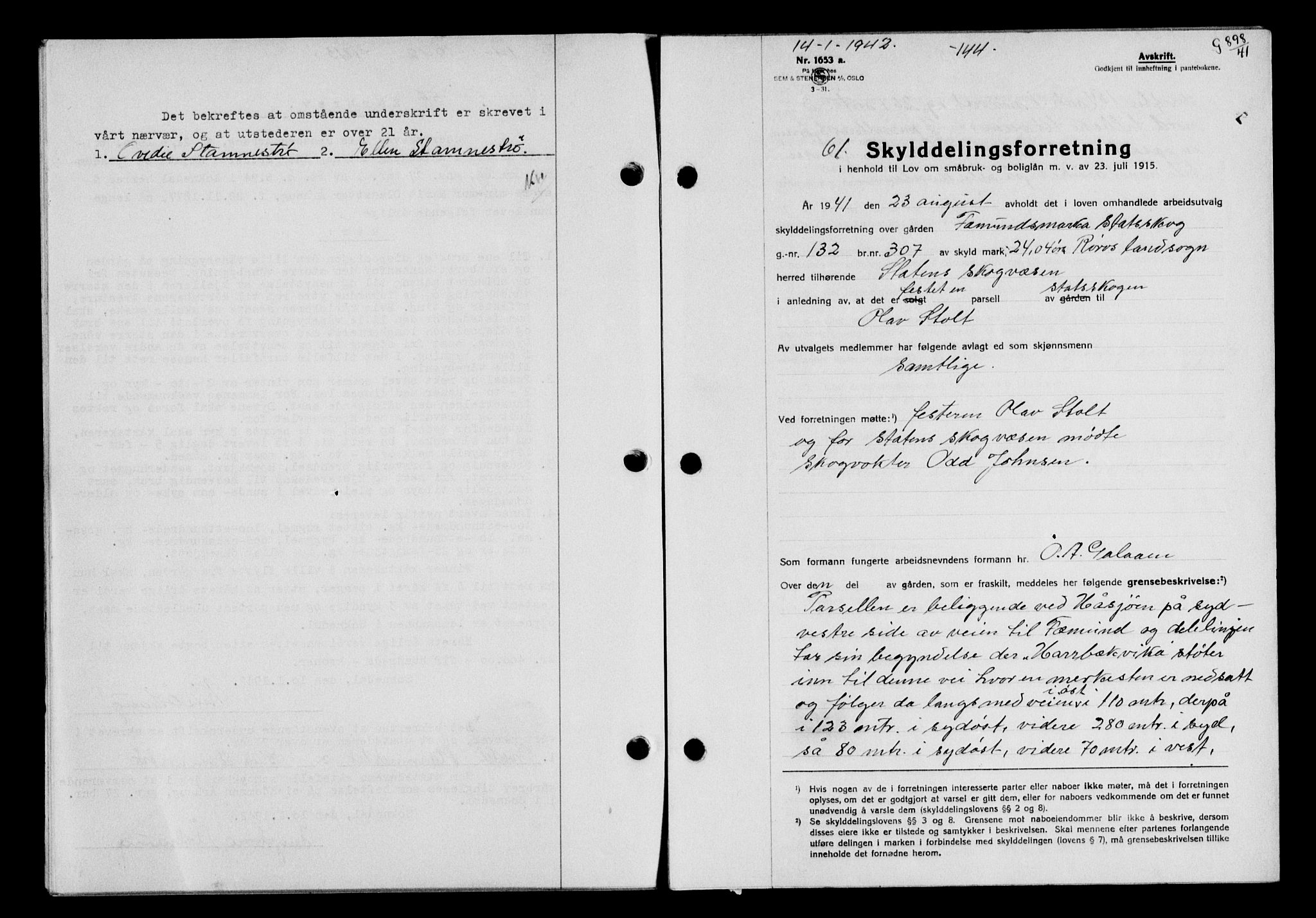 Gauldal sorenskriveri, SAT/A-0014/1/2/2C/L0054: Pantebok nr. 59, 1941-1942, Dagboknr: 61/1942