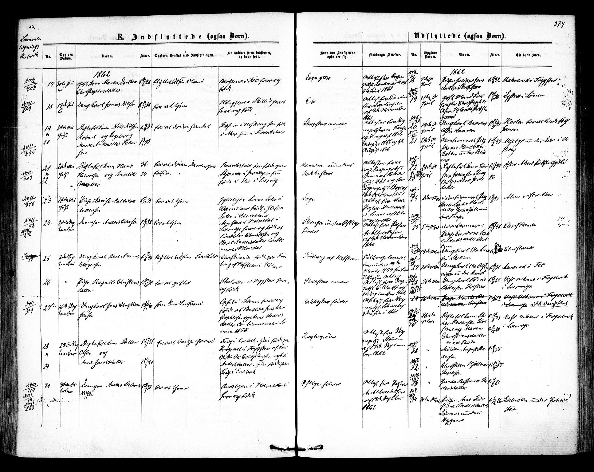 Høland prestekontor Kirkebøker, SAO/A-10346a/F/Fa/L0011: Ministerialbok nr. I 11, 1862-1869, s. 374