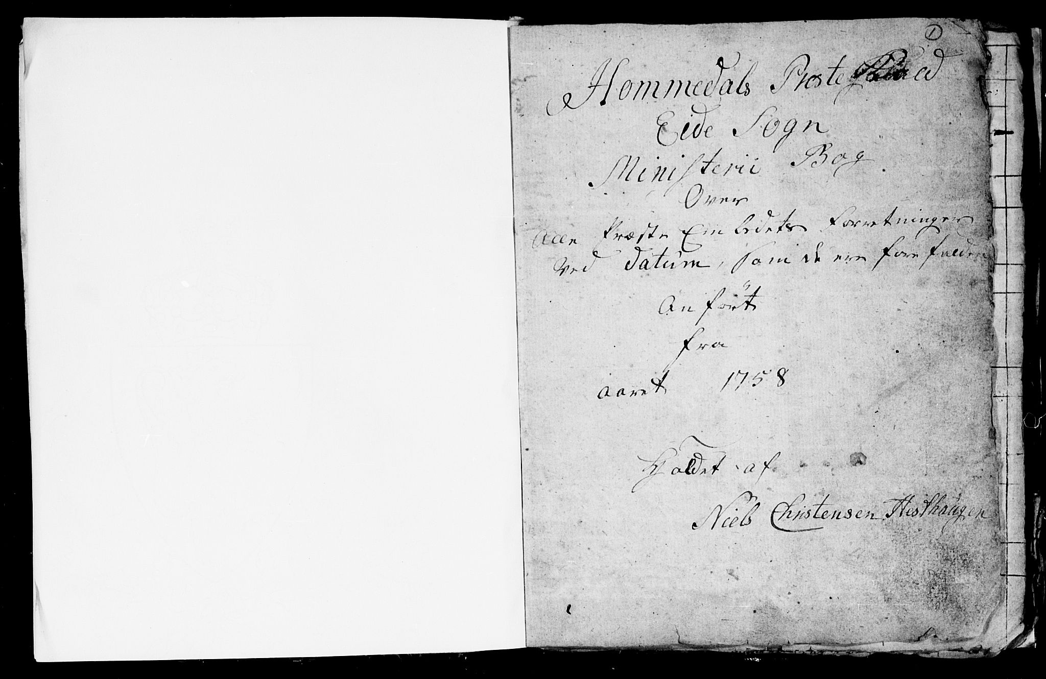 Hommedal sokneprestkontor, AV/SAK-1111-0023/F/Fb/Fba/L0001: Klokkerbok nr. B 1, 1758-1791, s. 1