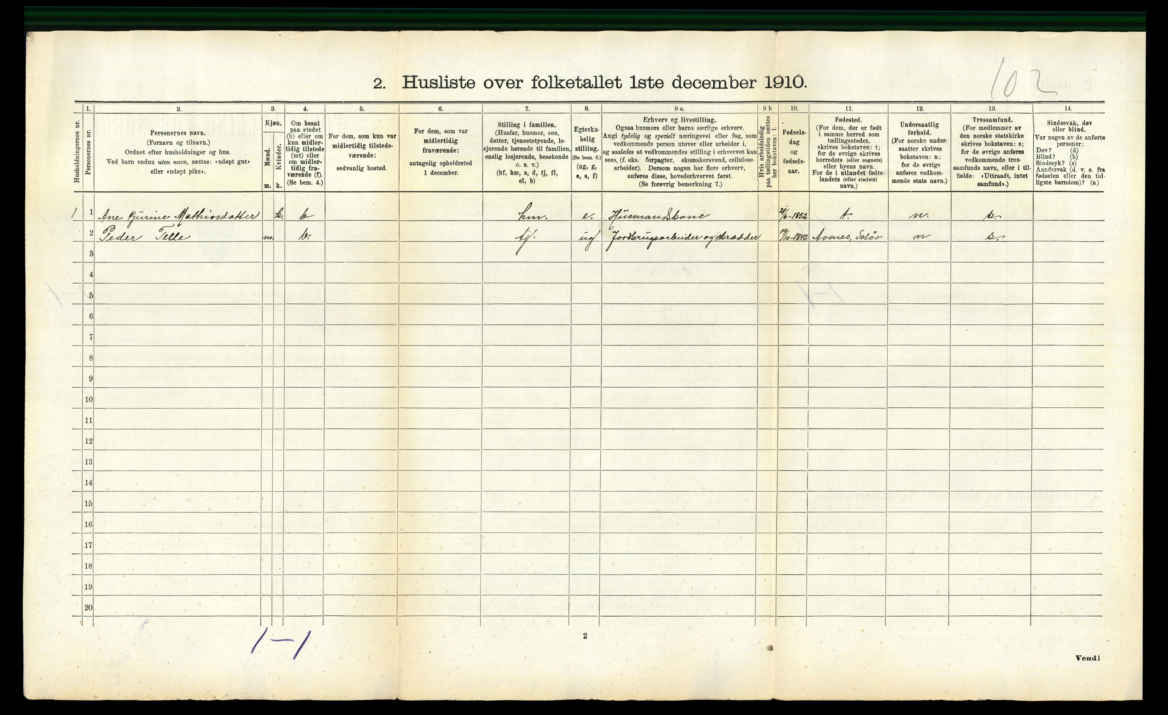 RA, Folketelling 1910 for 1811 Bindal herred, 1910, s. 57