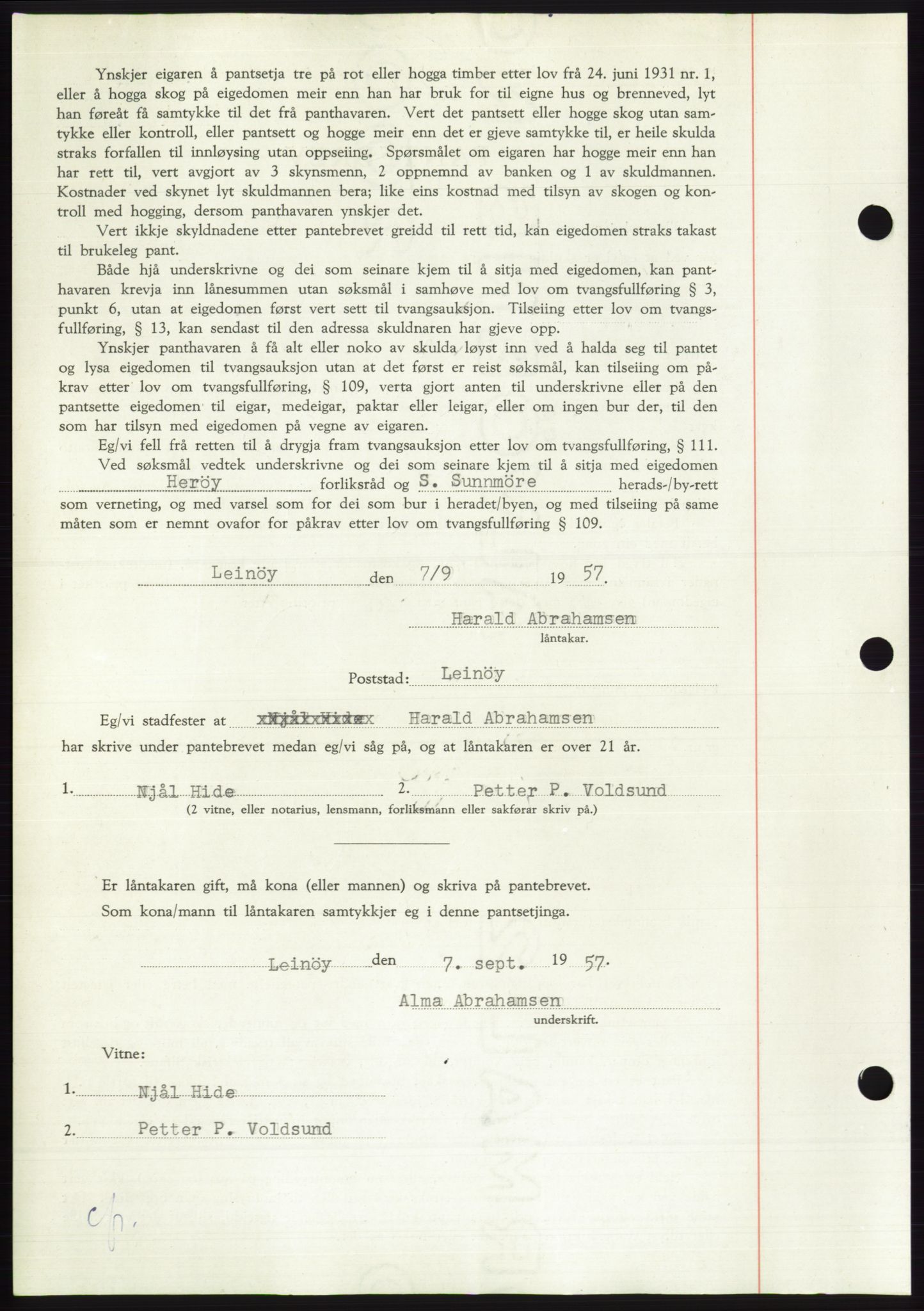 Søre Sunnmøre sorenskriveri, AV/SAT-A-4122/1/2/2C/L0130: Pantebok nr. 18B, 1957-1958, Dagboknr: 2264/1957