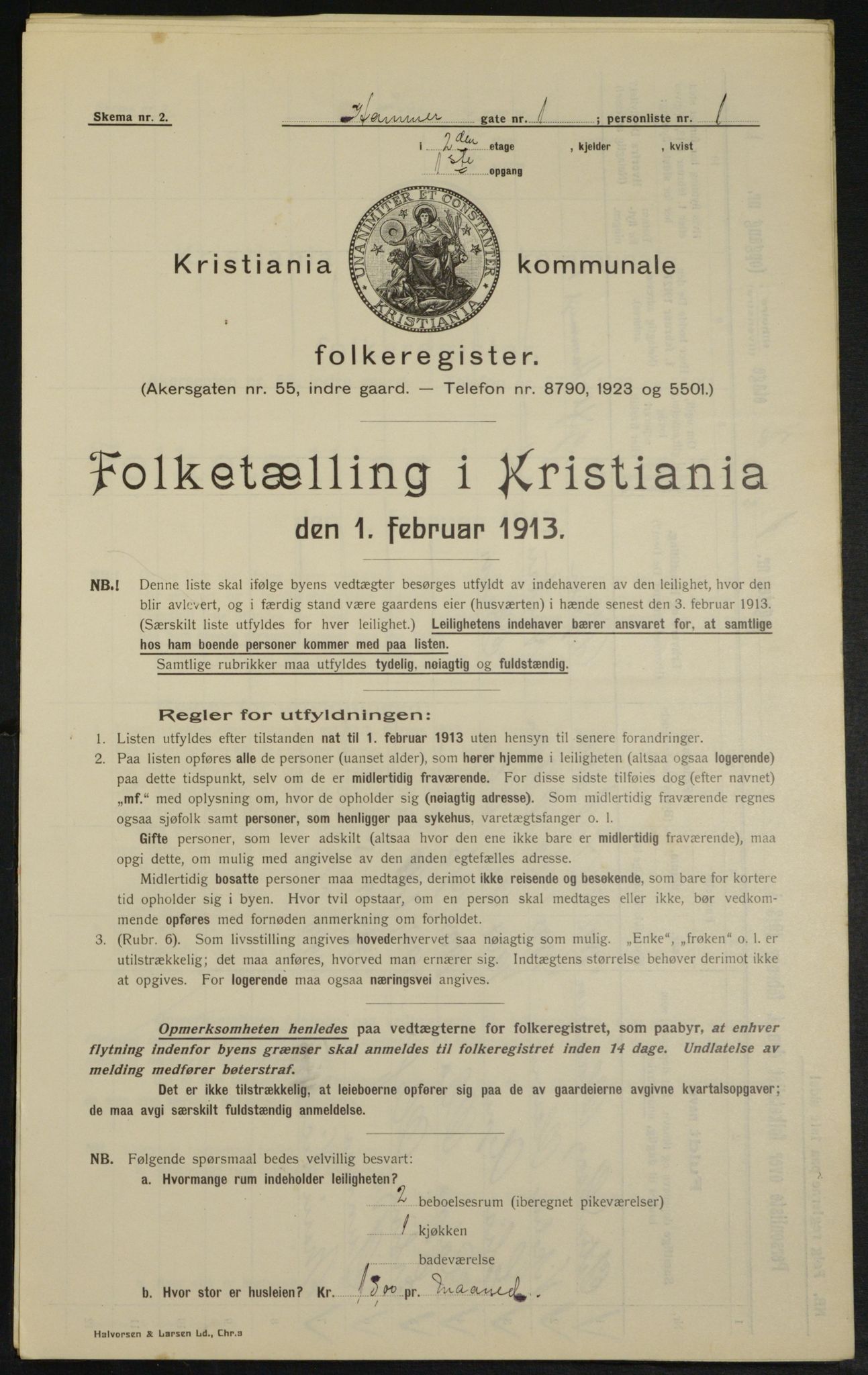 OBA, Kommunal folketelling 1.2.1913 for Kristiania, 1913, s. 34381