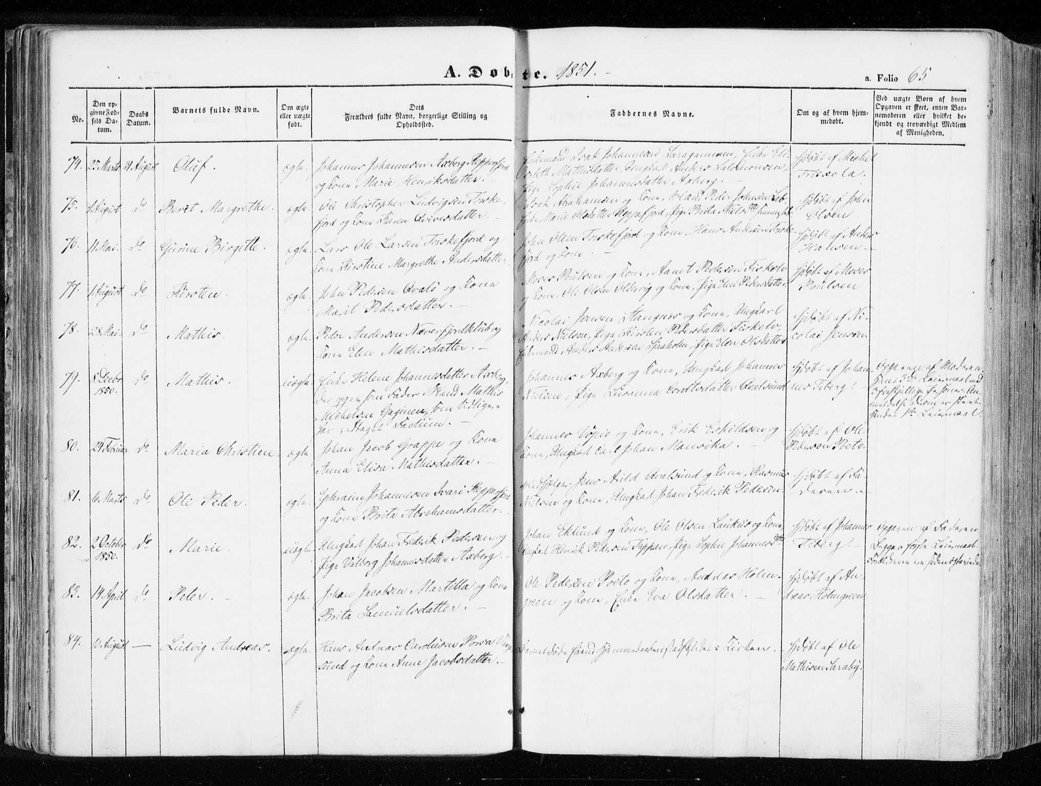 Hammerfest sokneprestkontor, AV/SATØ-S-1347/H/Ha/L0004.kirke: Ministerialbok nr. 4, 1843-1856, s. 65