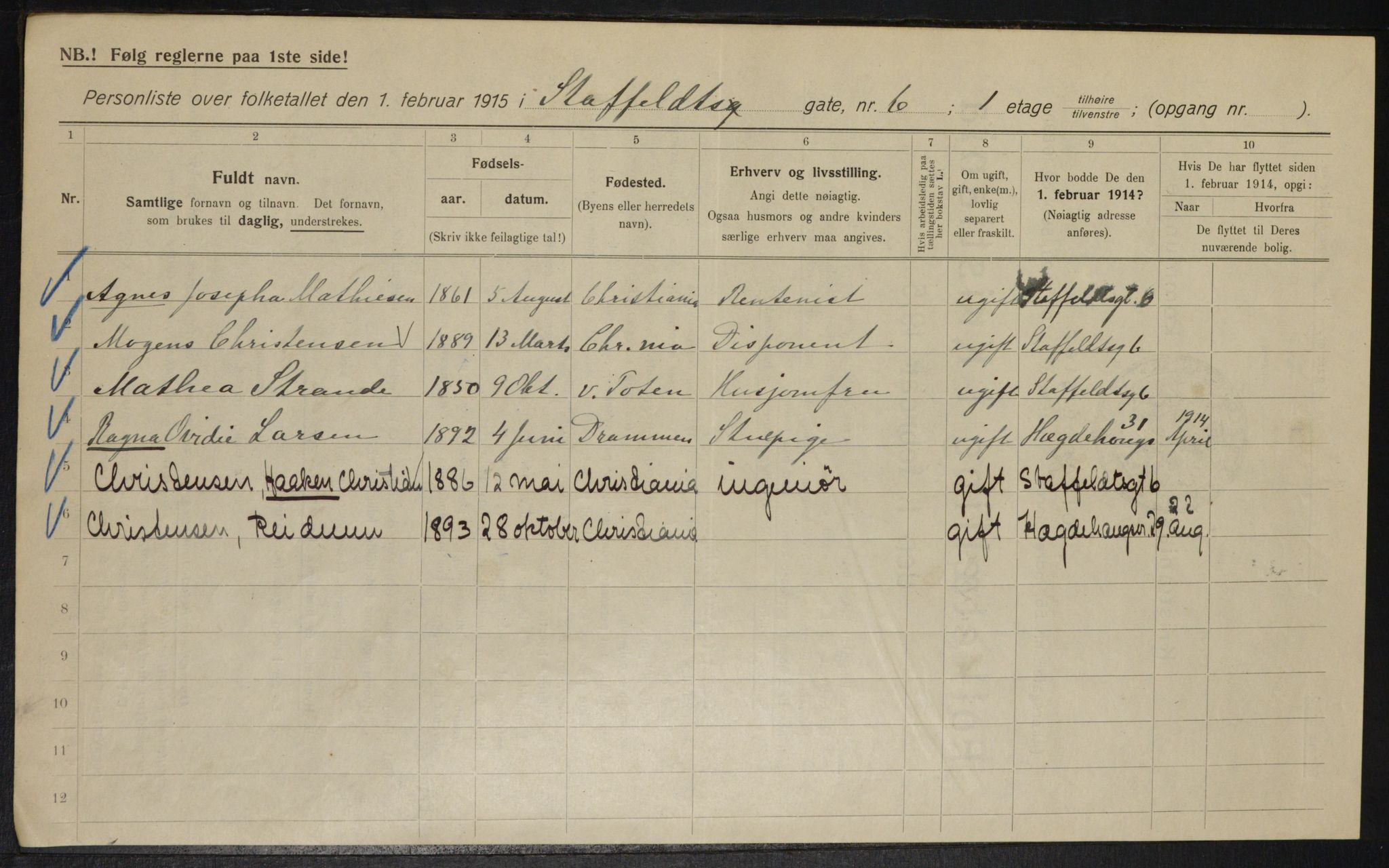 OBA, Kommunal folketelling 1.2.1915 for Kristiania, 1915, s. 100578