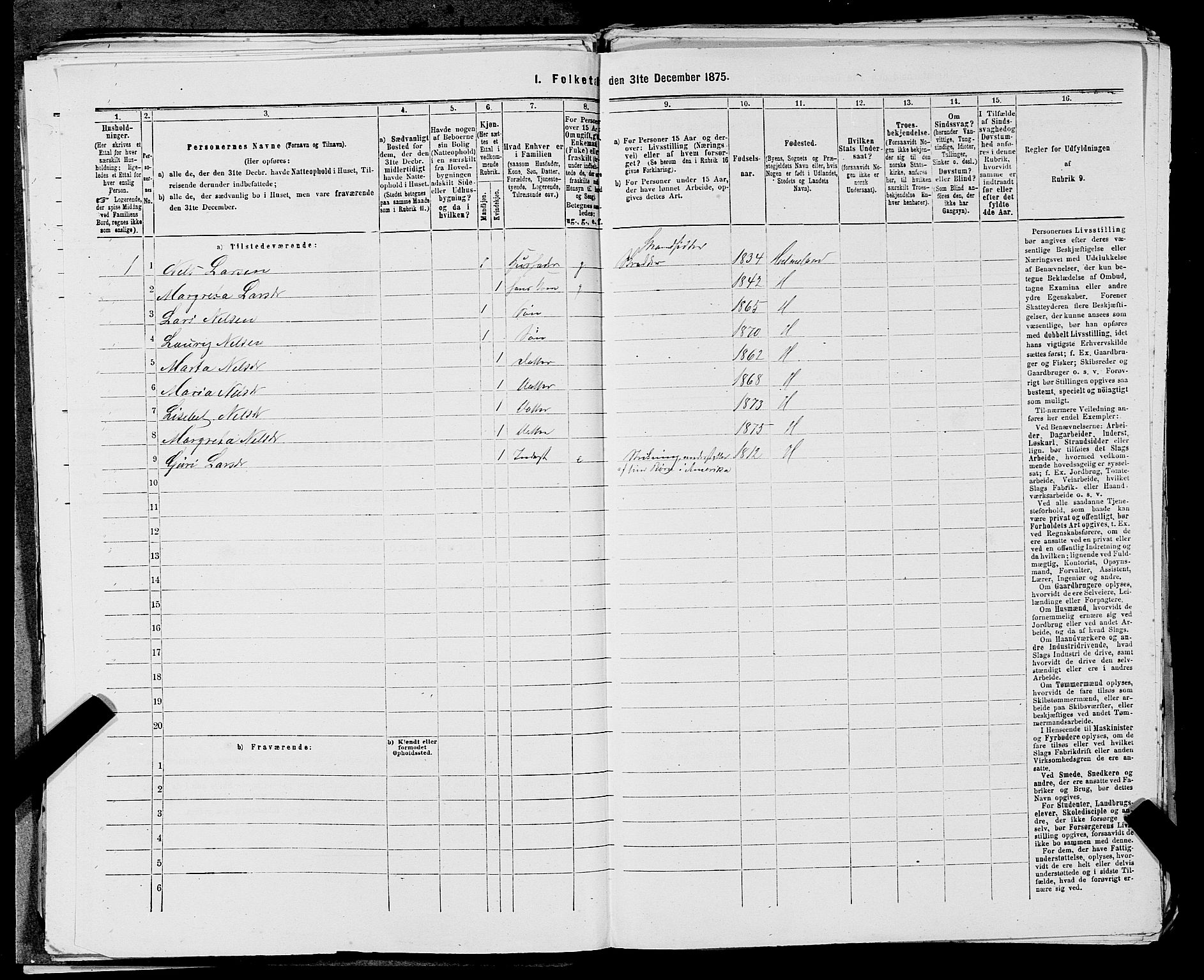 SAST, Folketelling 1875 for 1133P Hjelmeland prestegjeld, 1875, s. 718