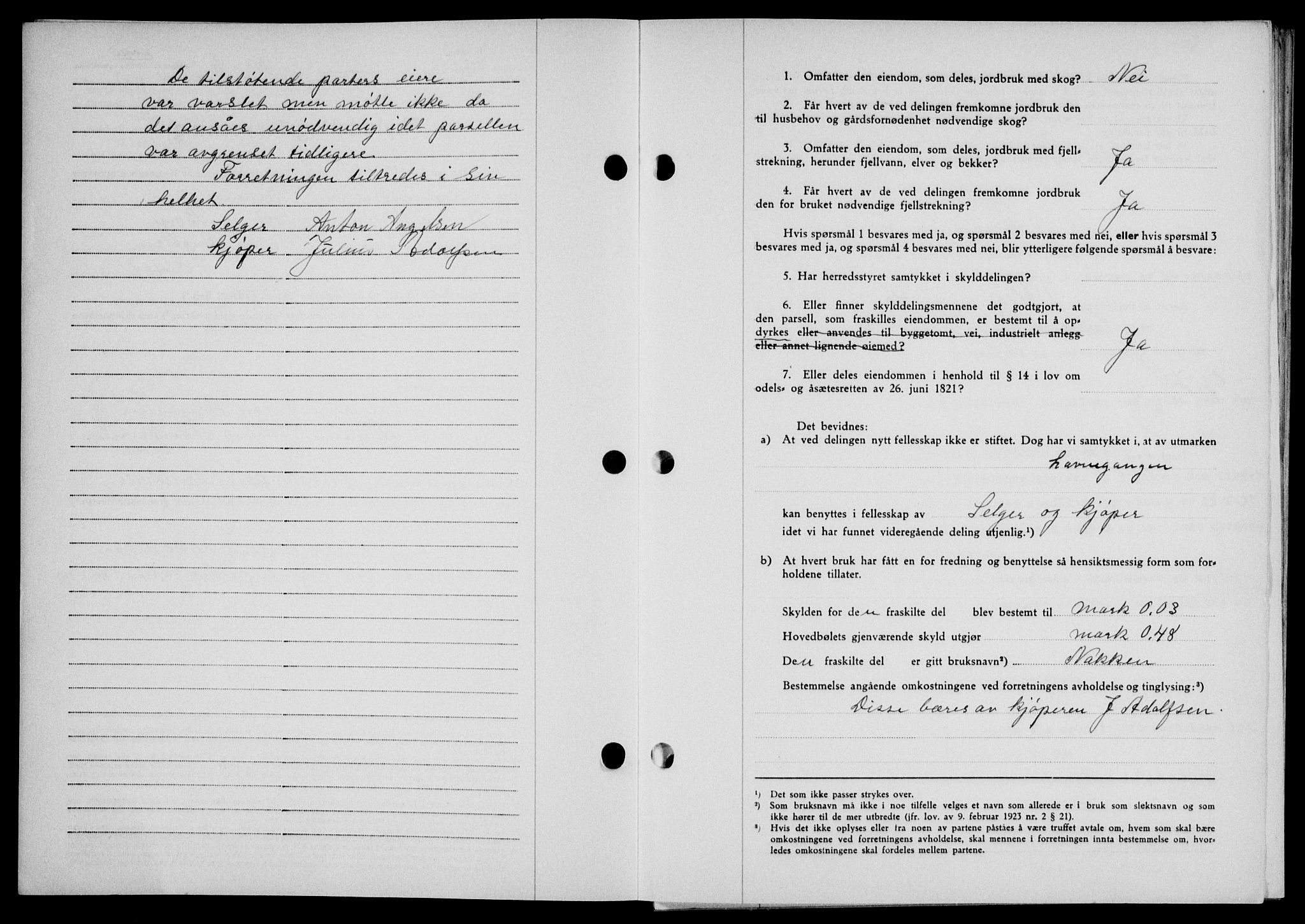 Lofoten sorenskriveri, SAT/A-0017/1/2/2C/L0008a: Pantebok nr. 8a, 1940-1941, Dagboknr: 1113/1940