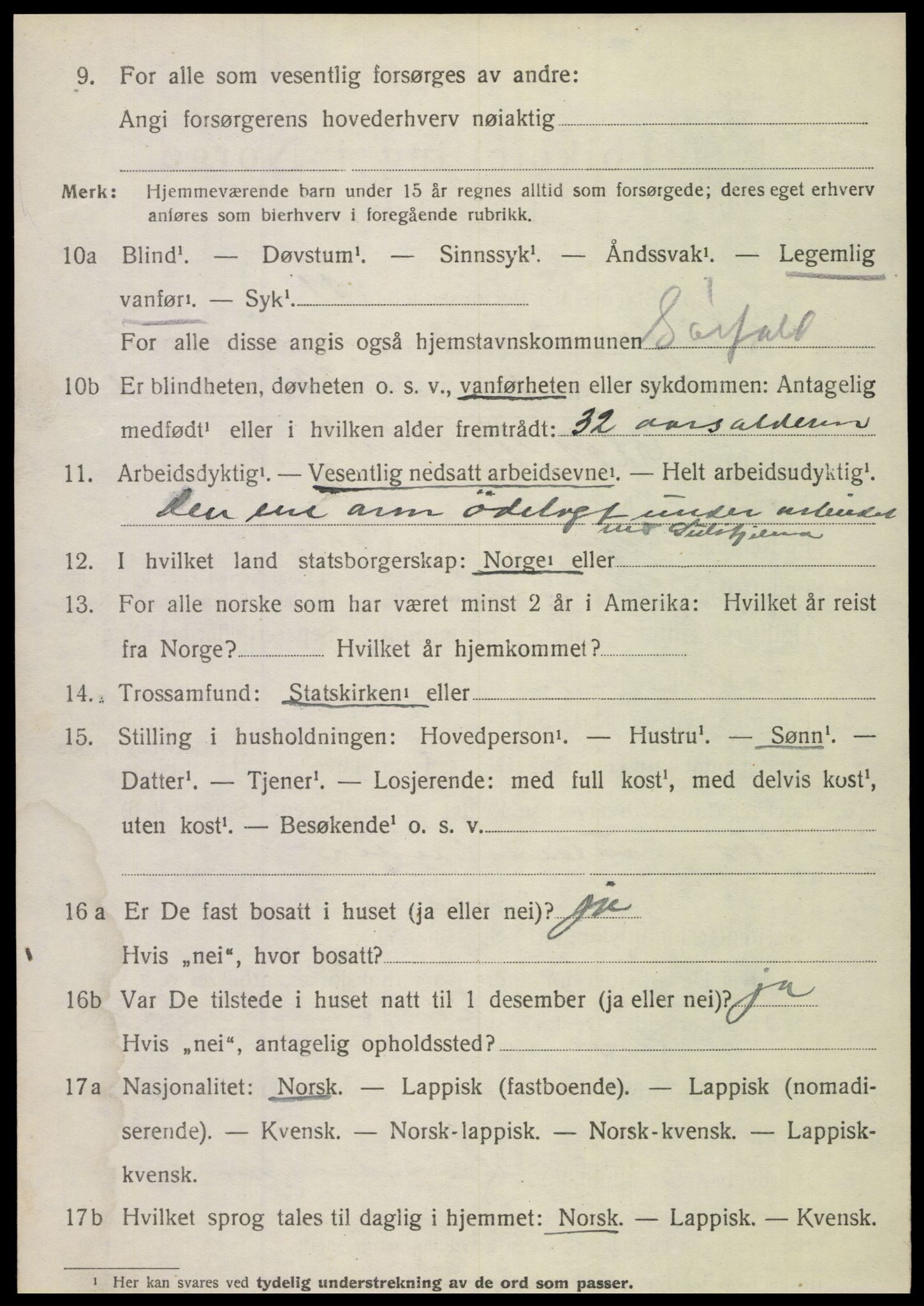 SAT, Folketelling 1920 for 1845 Sørfold herred, 1920, s. 3822
