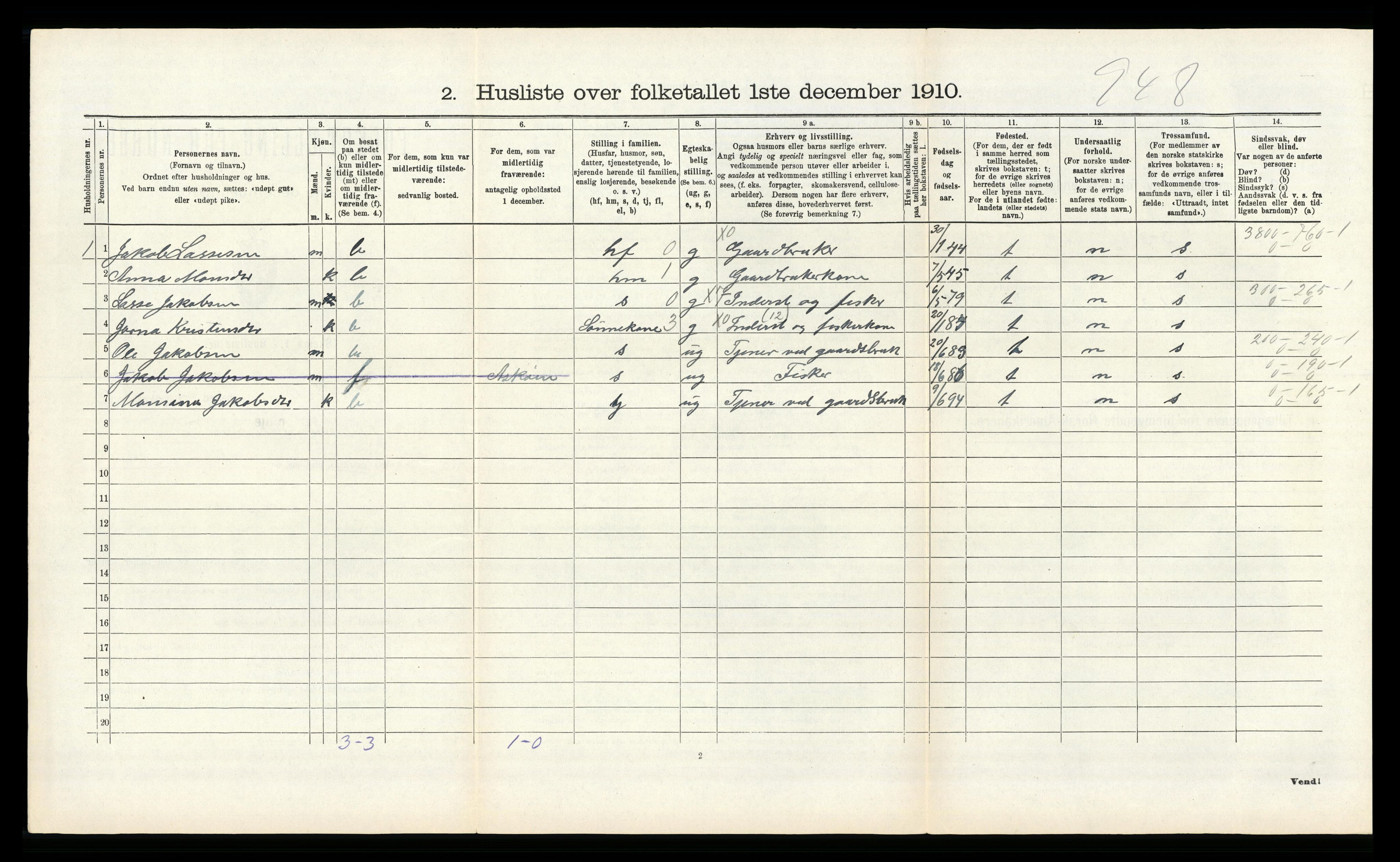 RA, Folketelling 1910 for 1258 Herdla herred, 1910, s. 539