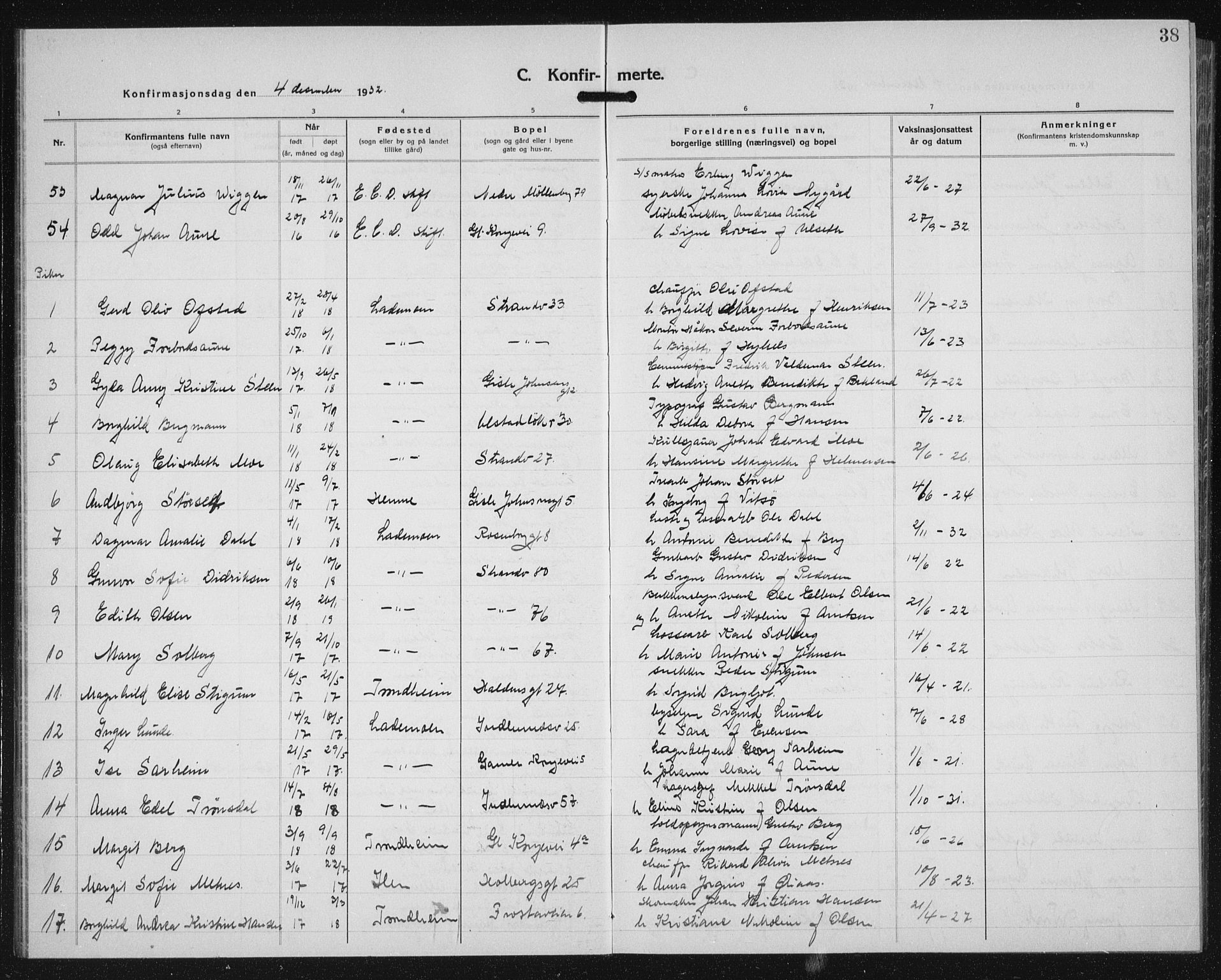 Ministerialprotokoller, klokkerbøker og fødselsregistre - Sør-Trøndelag, AV/SAT-A-1456/605/L0262: Klokkerbok nr. 605C09, 1930-1933, s. 38