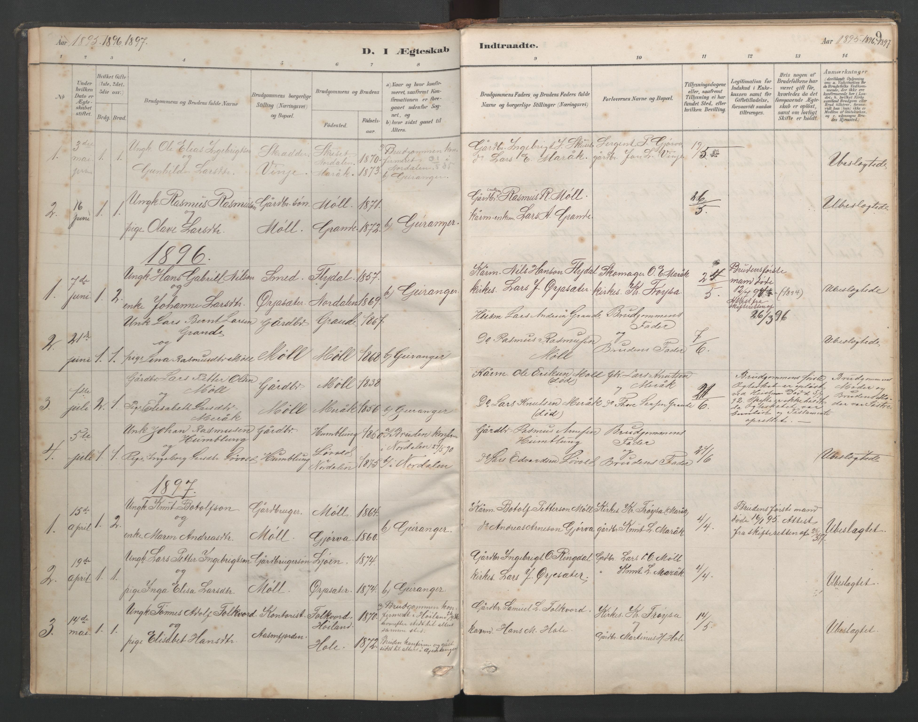 Ministerialprotokoller, klokkerbøker og fødselsregistre - Møre og Romsdal, AV/SAT-A-1454/518/L0237: Klokkerbok nr. 518C04, 1885-1963, s. 9