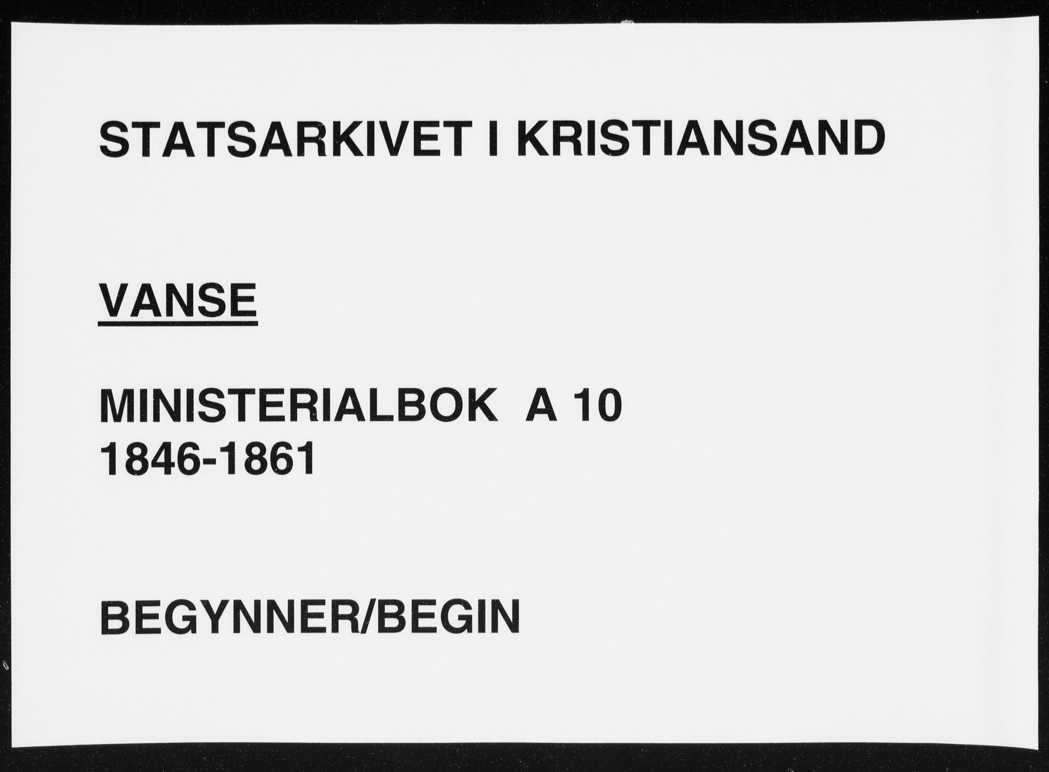 Lista sokneprestkontor, AV/SAK-1111-0027/F/Fa/L0010: Ministerialbok nr. A 10, 1846-1861