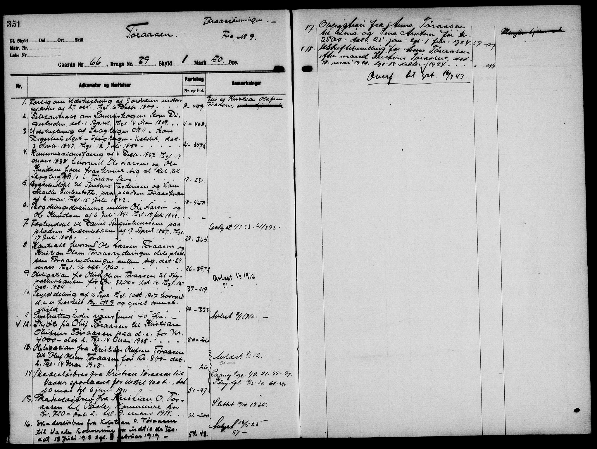 Solør tingrett, AV/SAH-TING-008/H/Ha/Hak/L0005: Panteregister nr. V, 1900-1935, s. 351