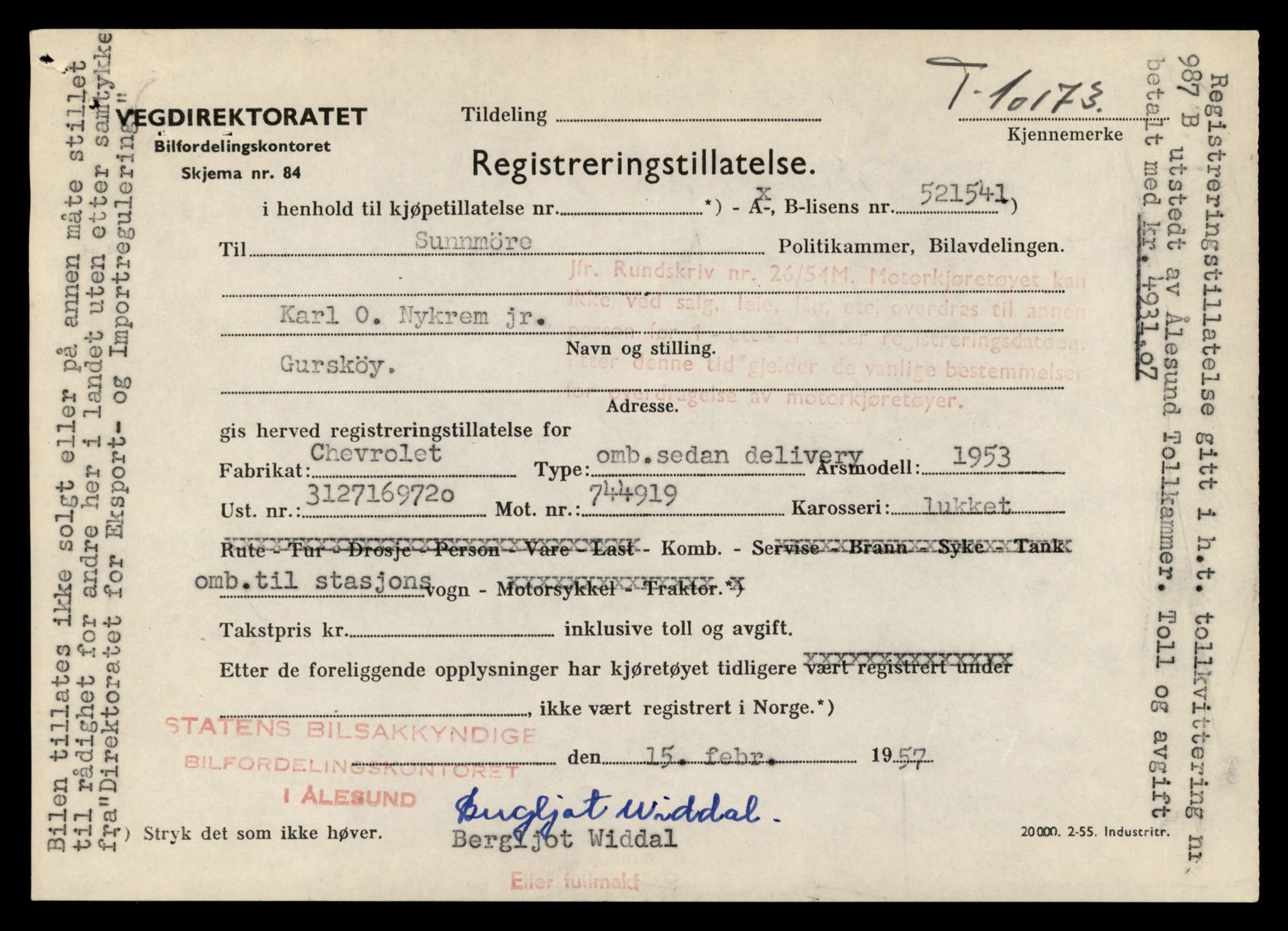 Møre og Romsdal vegkontor - Ålesund trafikkstasjon, AV/SAT-A-4099/F/Fe/L0018: Registreringskort for kjøretøy T 10091 - T 10227, 1927-1998, s. 1977