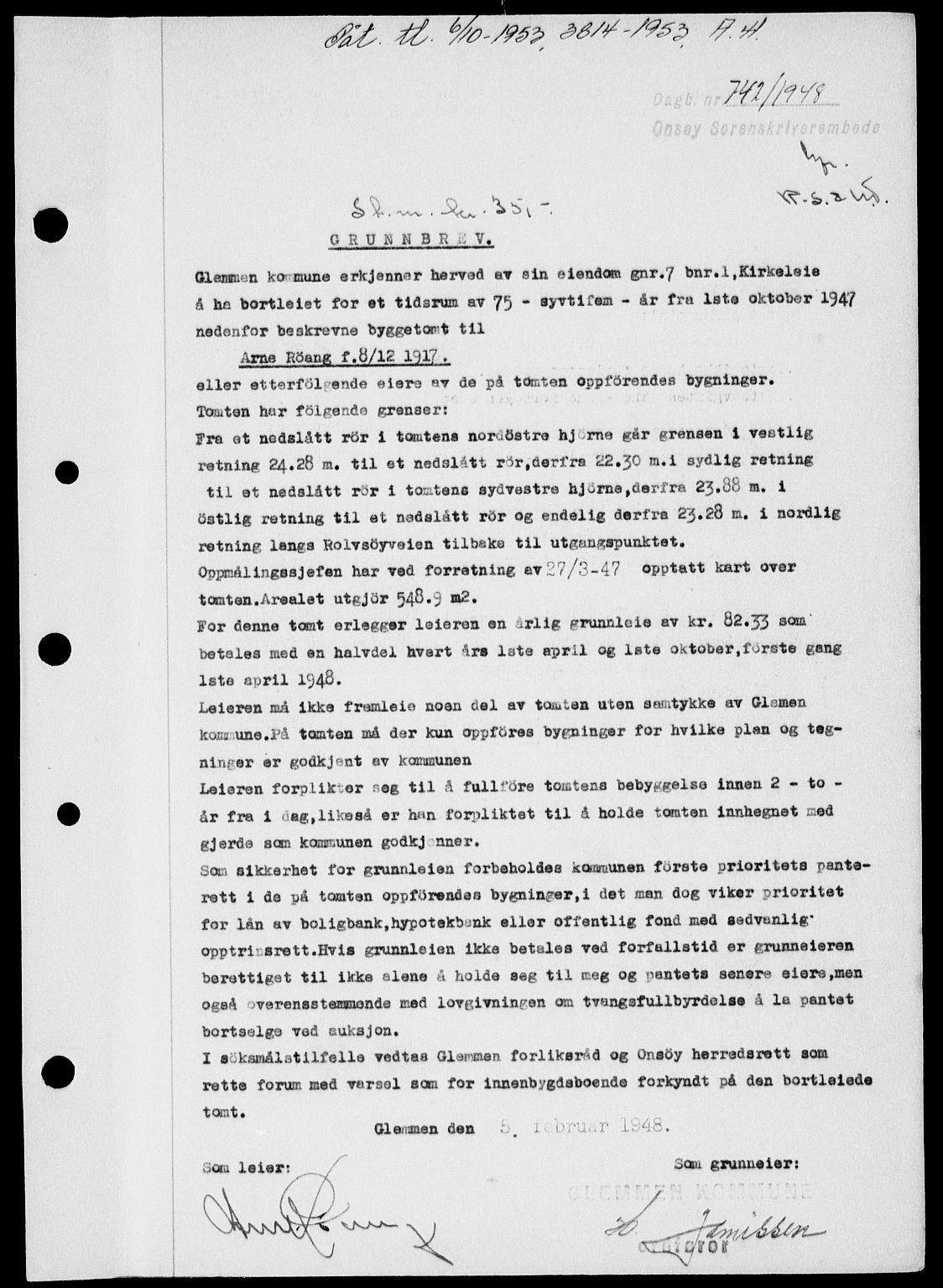 Onsøy sorenskriveri, AV/SAO-A-10474/G/Ga/Gab/L0023: Pantebok nr. II A-23, 1948-1948