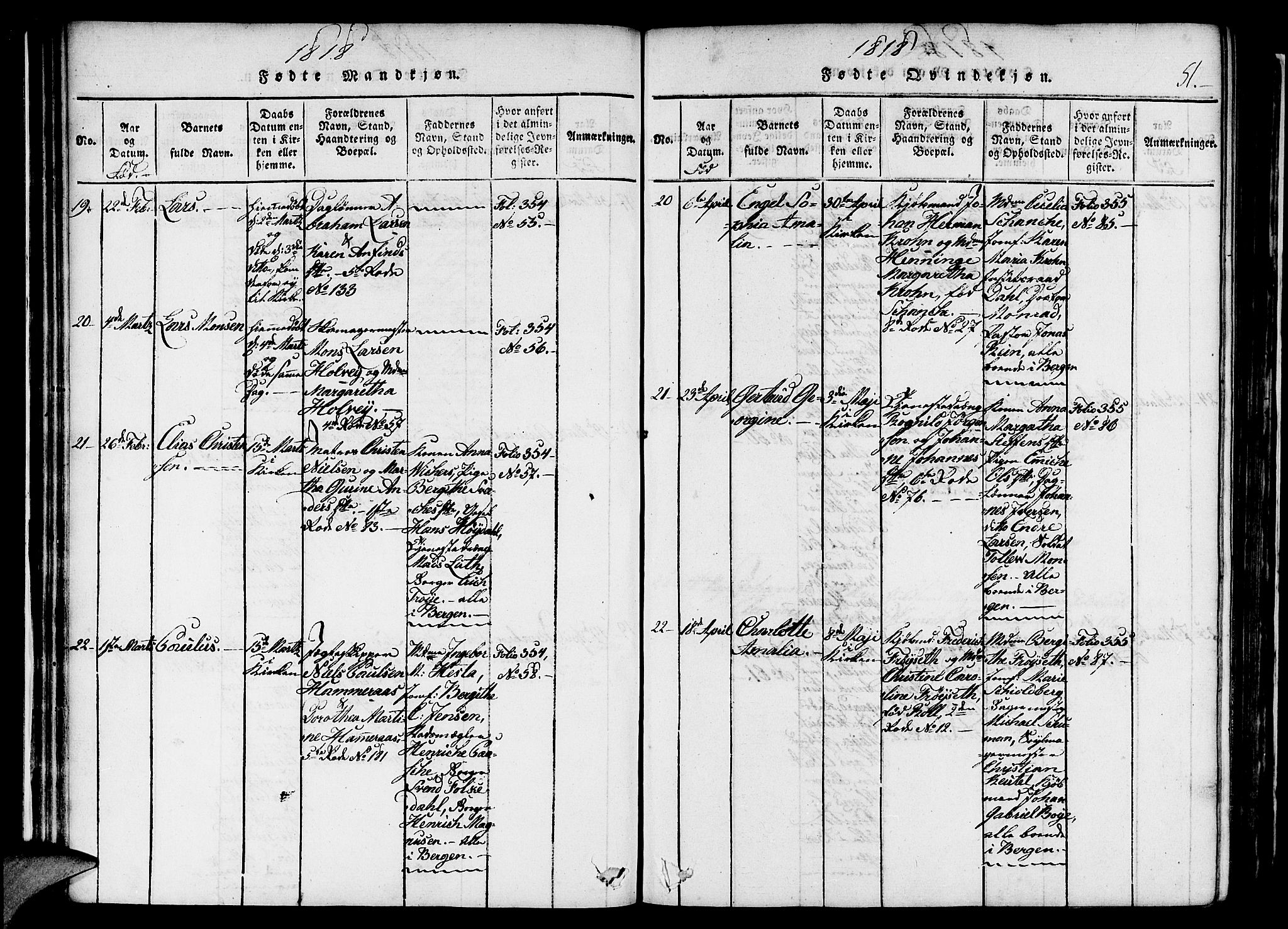 Nykirken Sokneprestembete, AV/SAB-A-77101/H/Haa/L0011: Ministerialbok nr. A 11, 1816-1821, s. 51