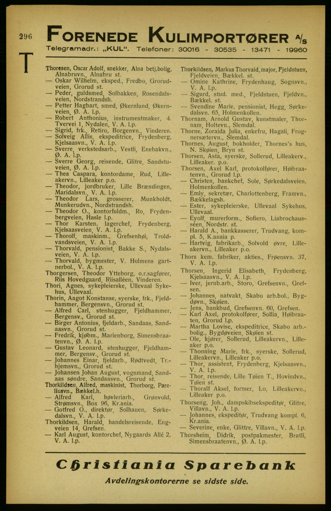 Aker adressebok/adressekalender, PUBL/001/A/002: Akers adressekalender, 1922, s. 296