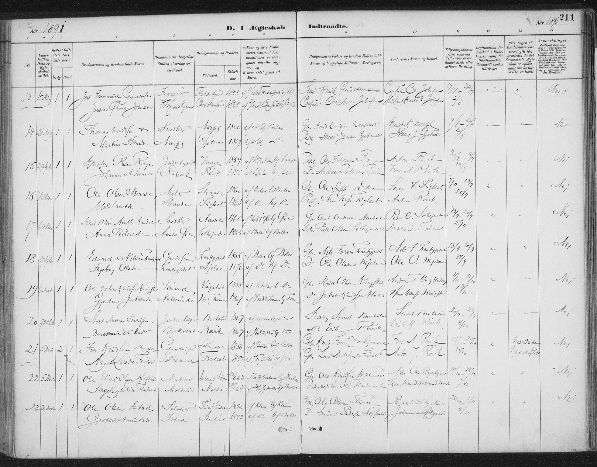 Ministerialprotokoller, klokkerbøker og fødselsregistre - Møre og Romsdal, SAT/A-1454/555/L0658: Ministerialbok nr. 555A09, 1887-1917, s. 211