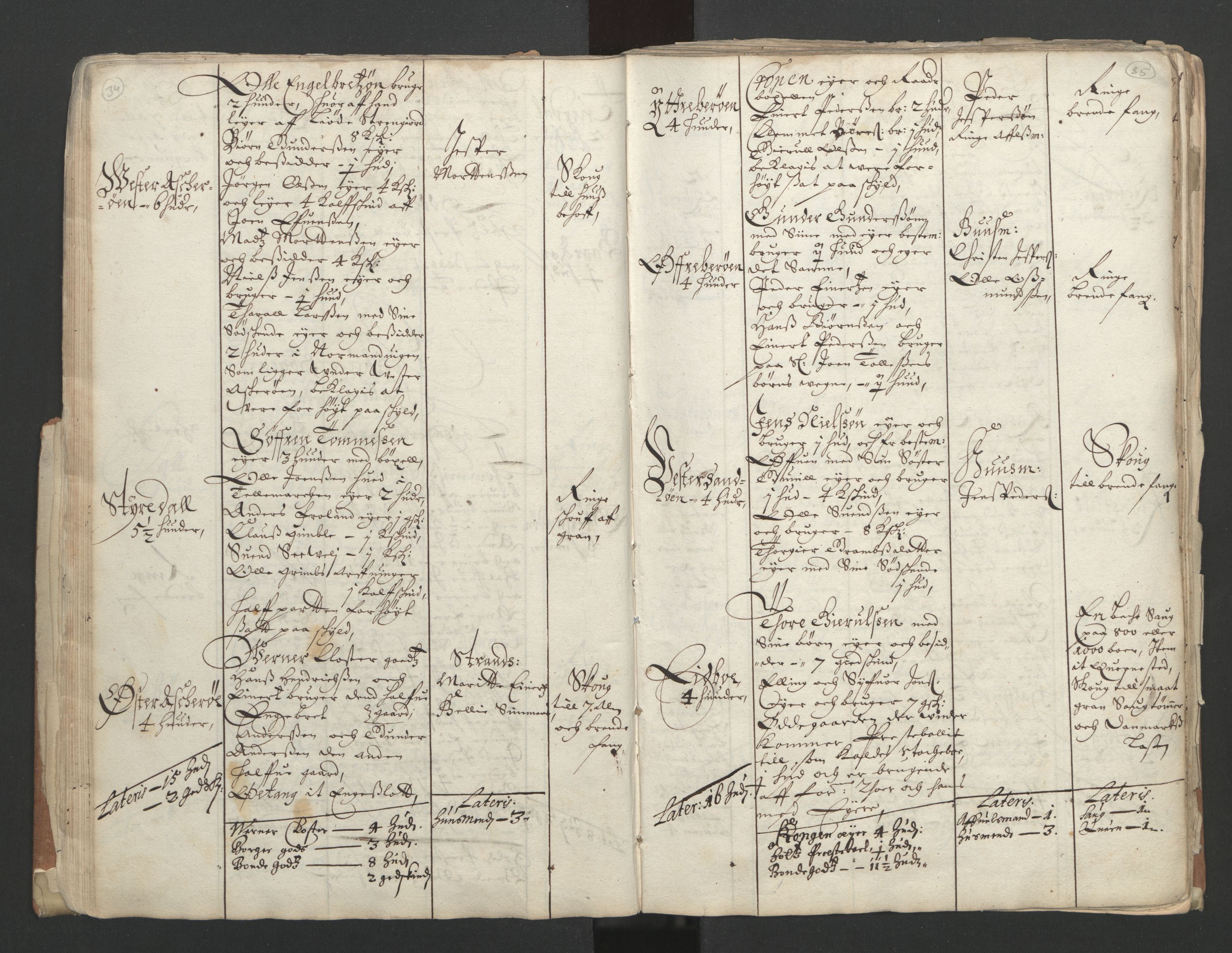 Rentekammeret inntil 1814, Realistisk ordnet avdeling, RA/EA-4070/L/L0020/0002: Agder lagdømme: / Alminnelig jordebok. Nedenes len, 1661, s. 34-35