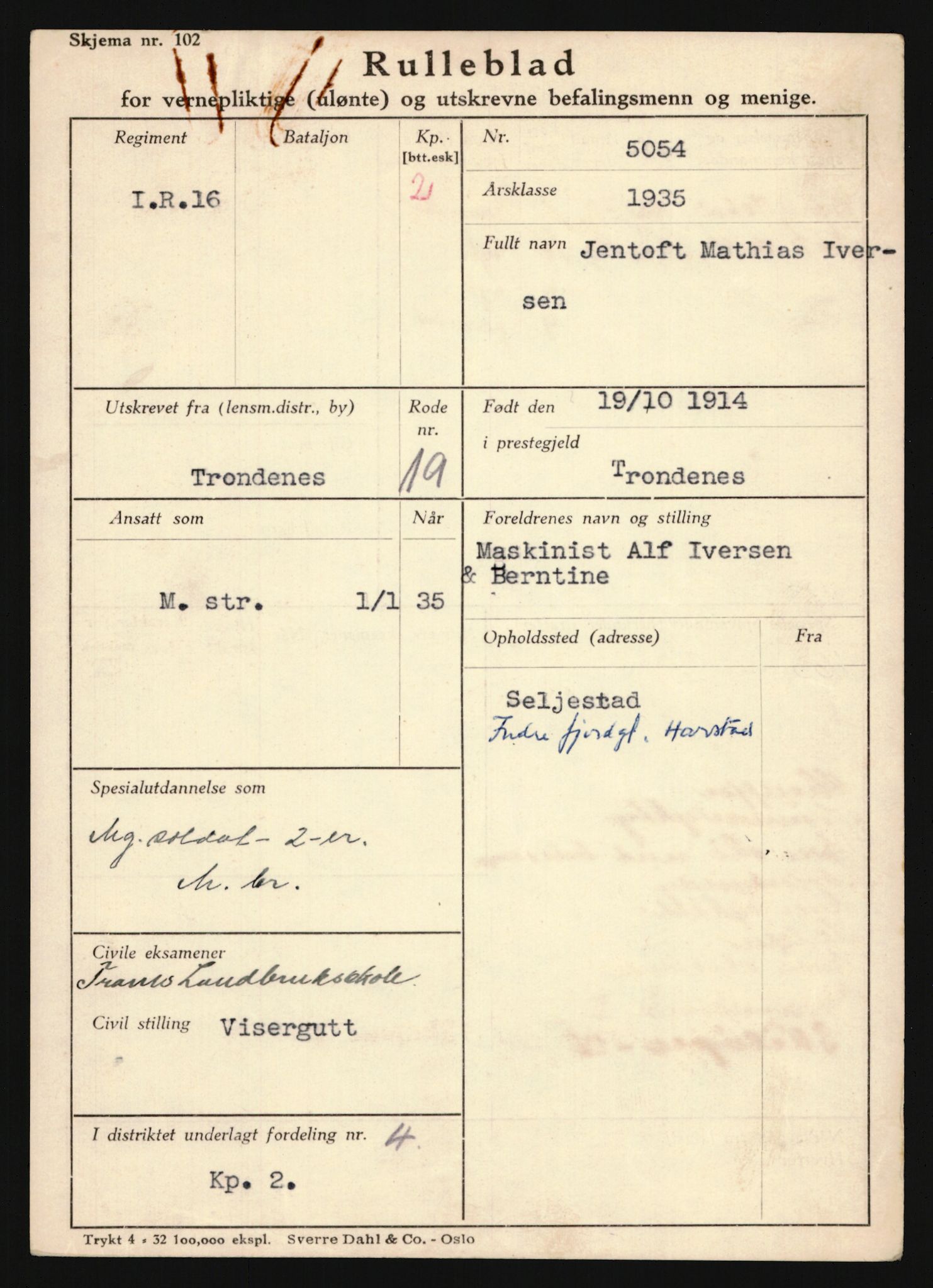 Forsvaret, Troms infanteriregiment nr. 16, AV/RA-RAFA-3146/P/Pa/L0019: Rulleblad for regimentets menige mannskaper, årsklasse 1935, 1935, s. 475