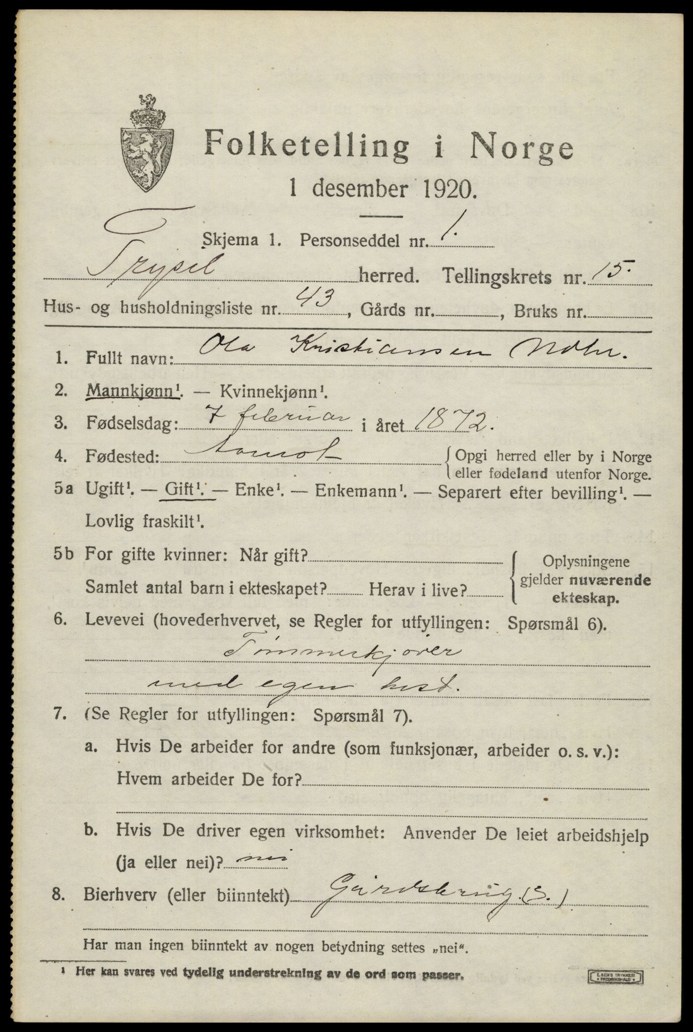 SAH, Folketelling 1920 for 0428 Trysil herred, 1920, s. 9407