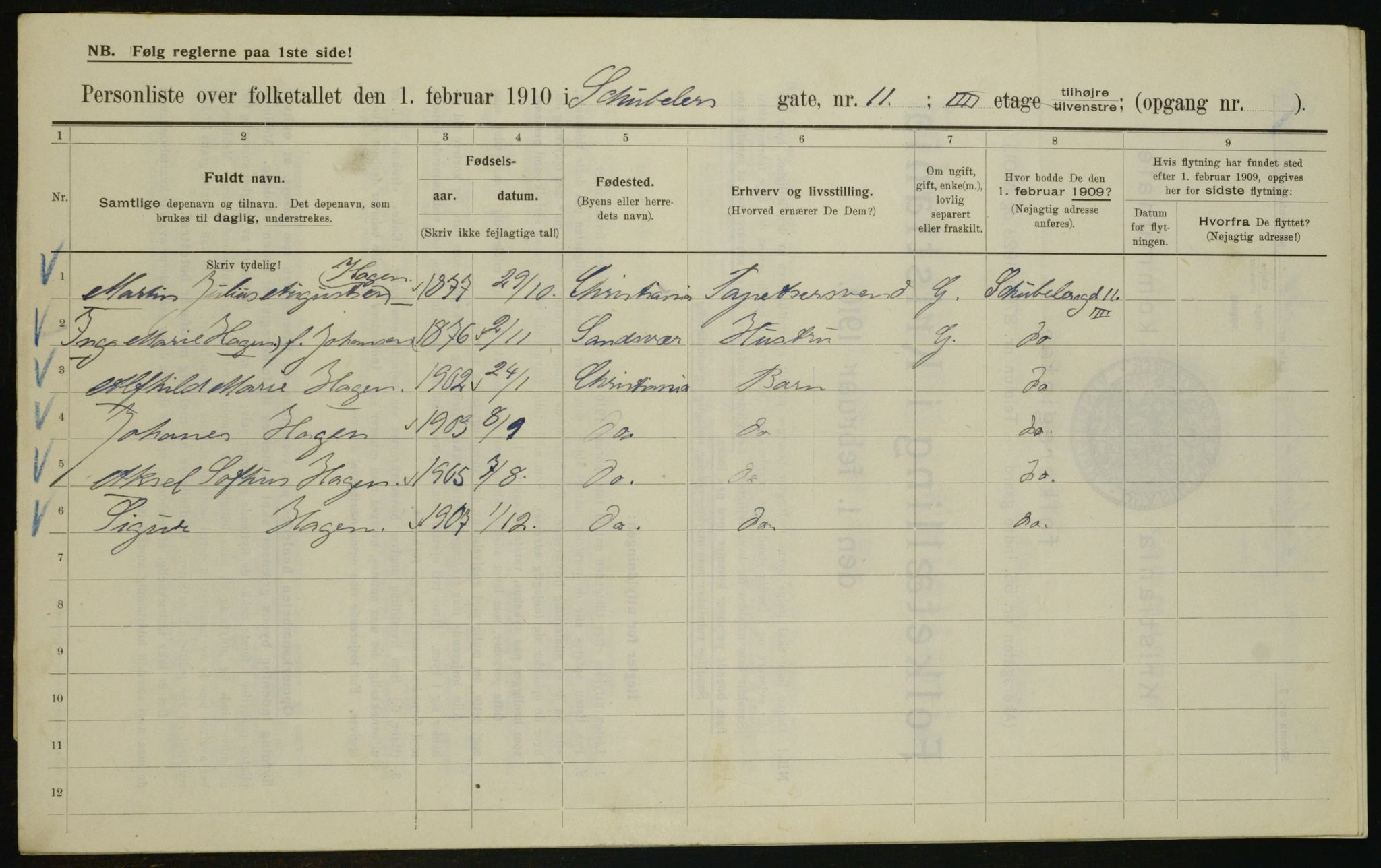 OBA, Kommunal folketelling 1.2.1910 for Kristiania, 1910, s. 88749