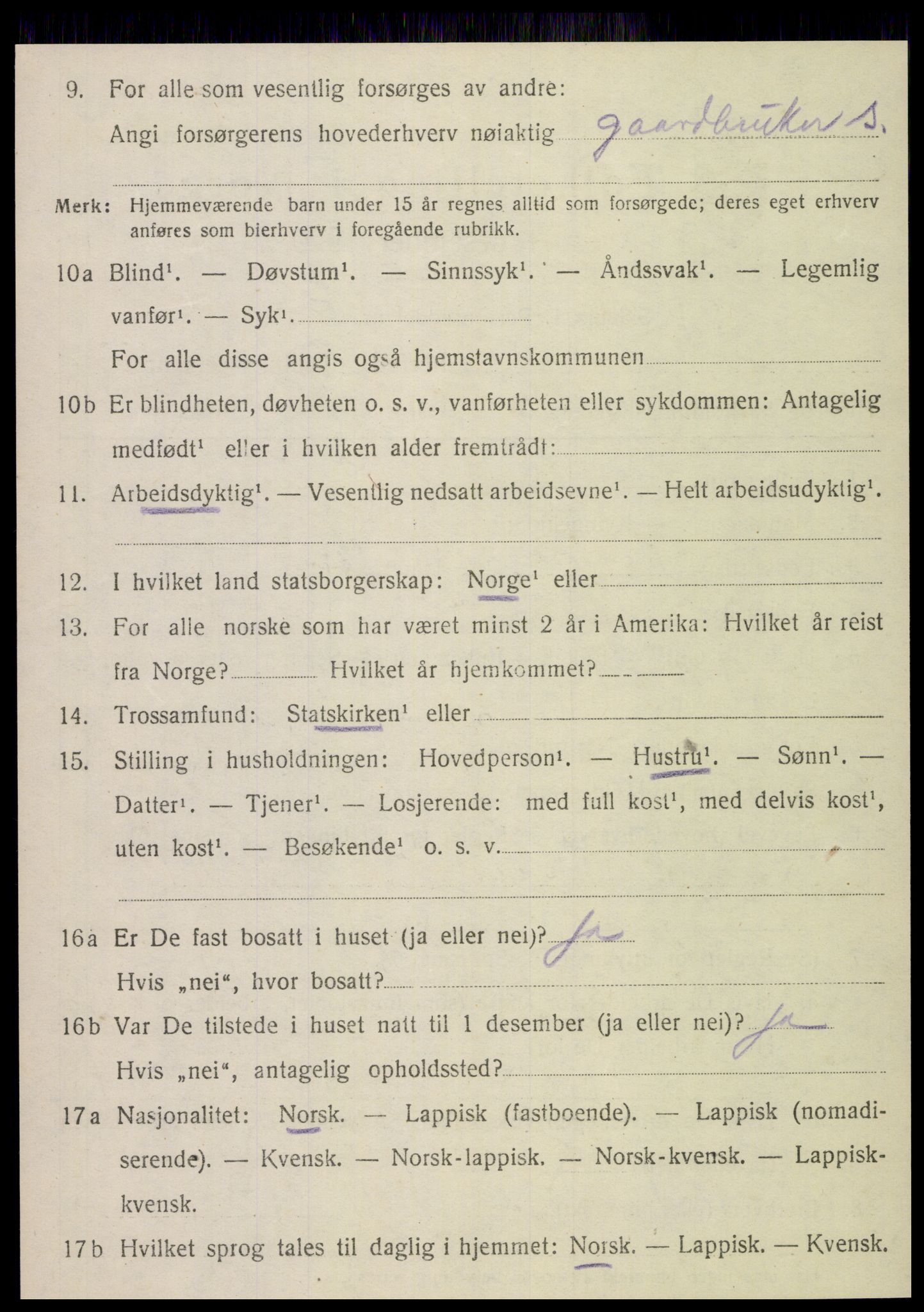 SAT, Folketelling 1920 for 1813 Velfjord herred, 1920, s. 1274