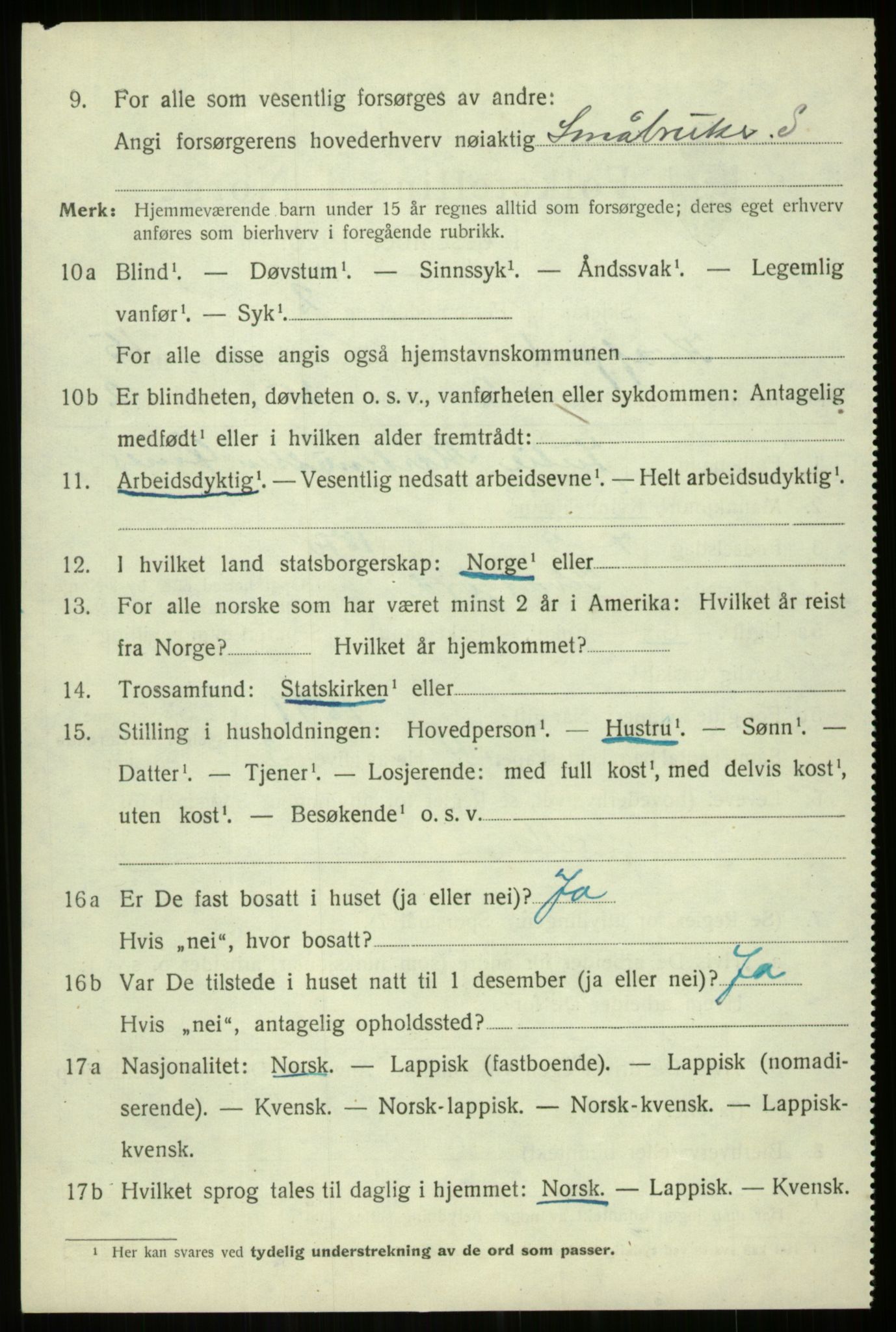 SATØ, Folketelling 1920 for 1911 Kvæfjord herred, 1920, s. 6924