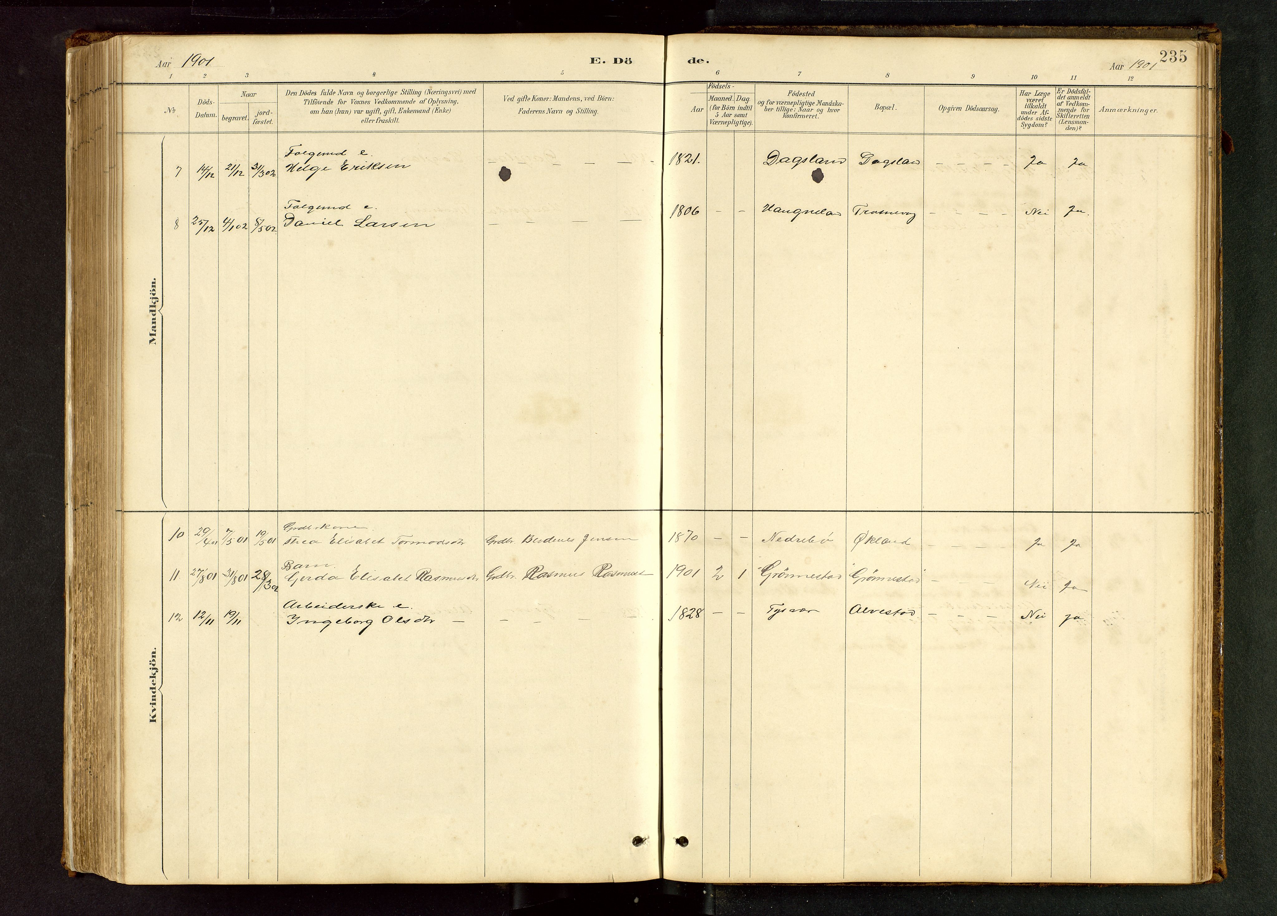 Tysvær sokneprestkontor, AV/SAST-A -101864/H/Ha/Hab/L0005: Klokkerbok nr. B 5, 1887-1947, s. 235