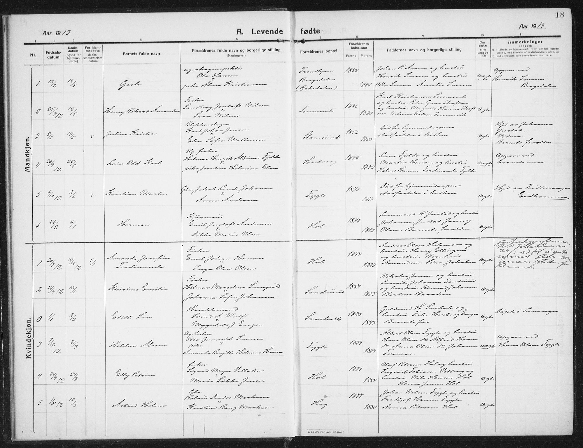 Ministerialprotokoller, klokkerbøker og fødselsregistre - Nordland, SAT/A-1459/882/L1183: Klokkerbok nr. 882C01, 1911-1938, s. 18