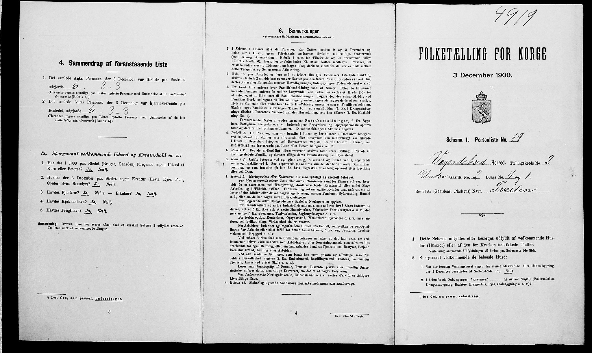 SAK, Folketelling 1900 for 0912 Vegårshei herred, 1900, s. 207