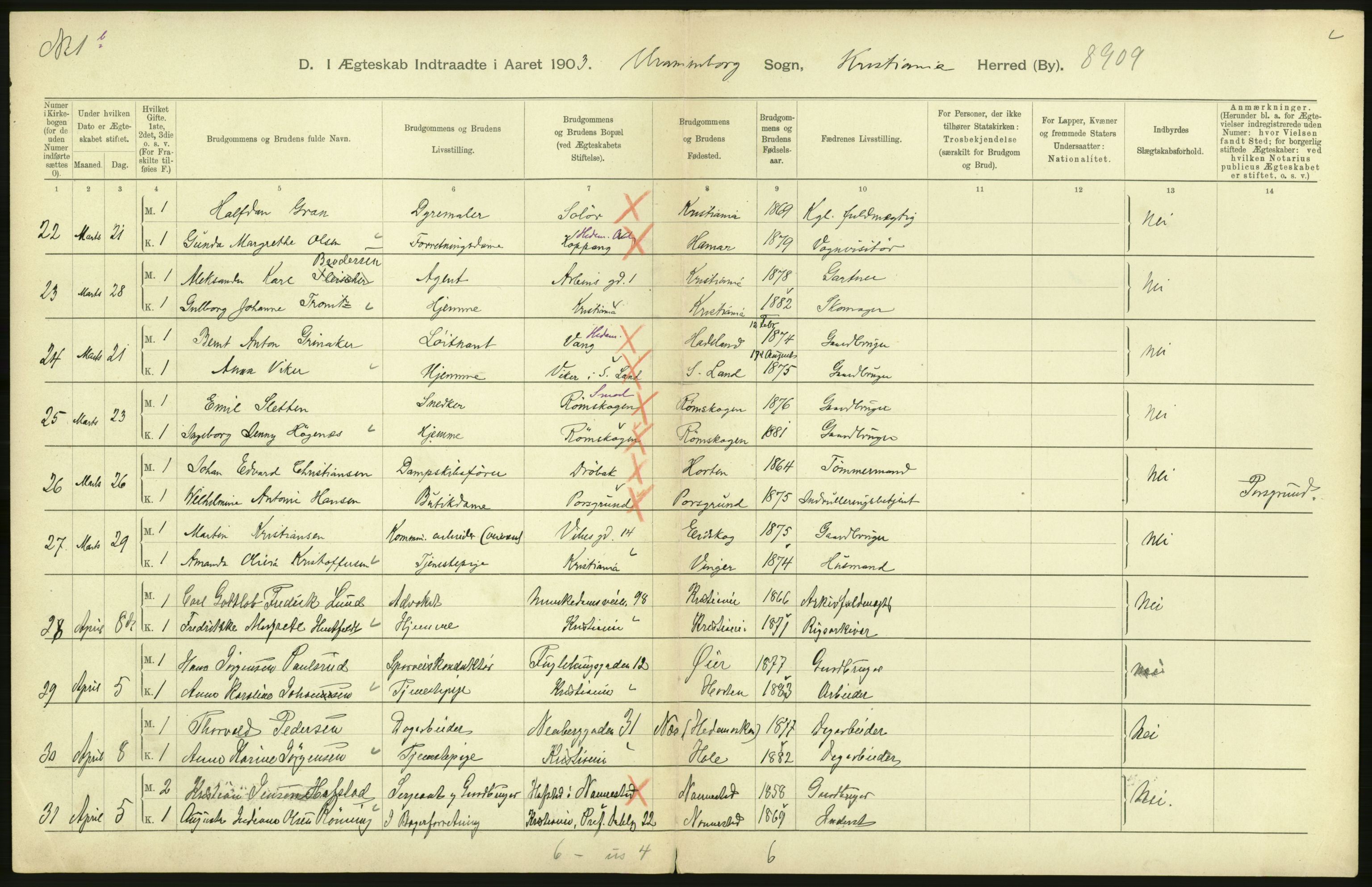 Statistisk sentralbyrå, Sosiodemografiske emner, Befolkning, AV/RA-S-2228/D/Df/Dfa/Dfaa/L0004: Kristiania: Gifte, døde, 1903, s. 668