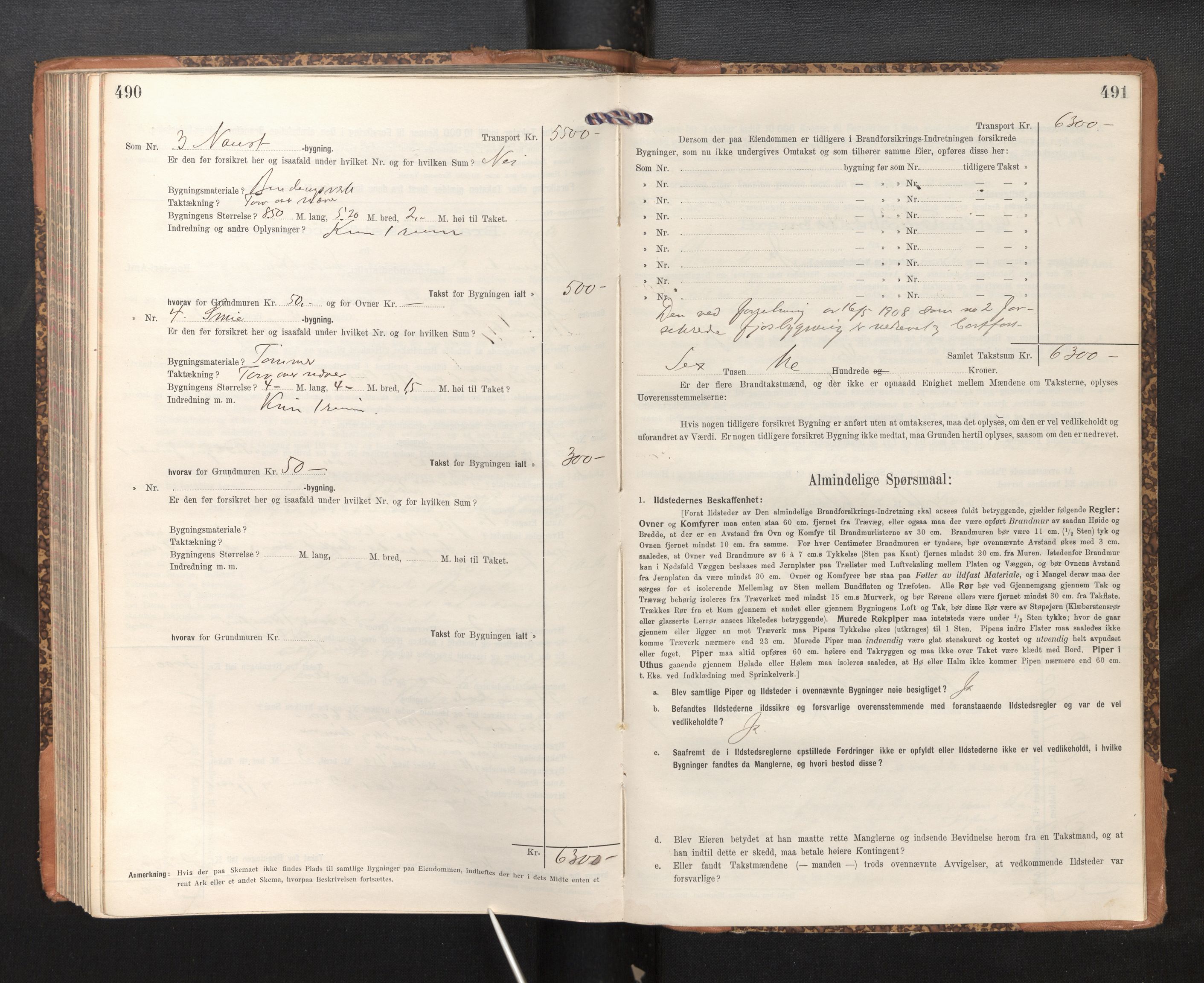 Lensmannen i Bruvik, SAB/A-31301/0012/L0008: Branntakstprotokoll, skjematakst, 1914-1919, s. 490-491