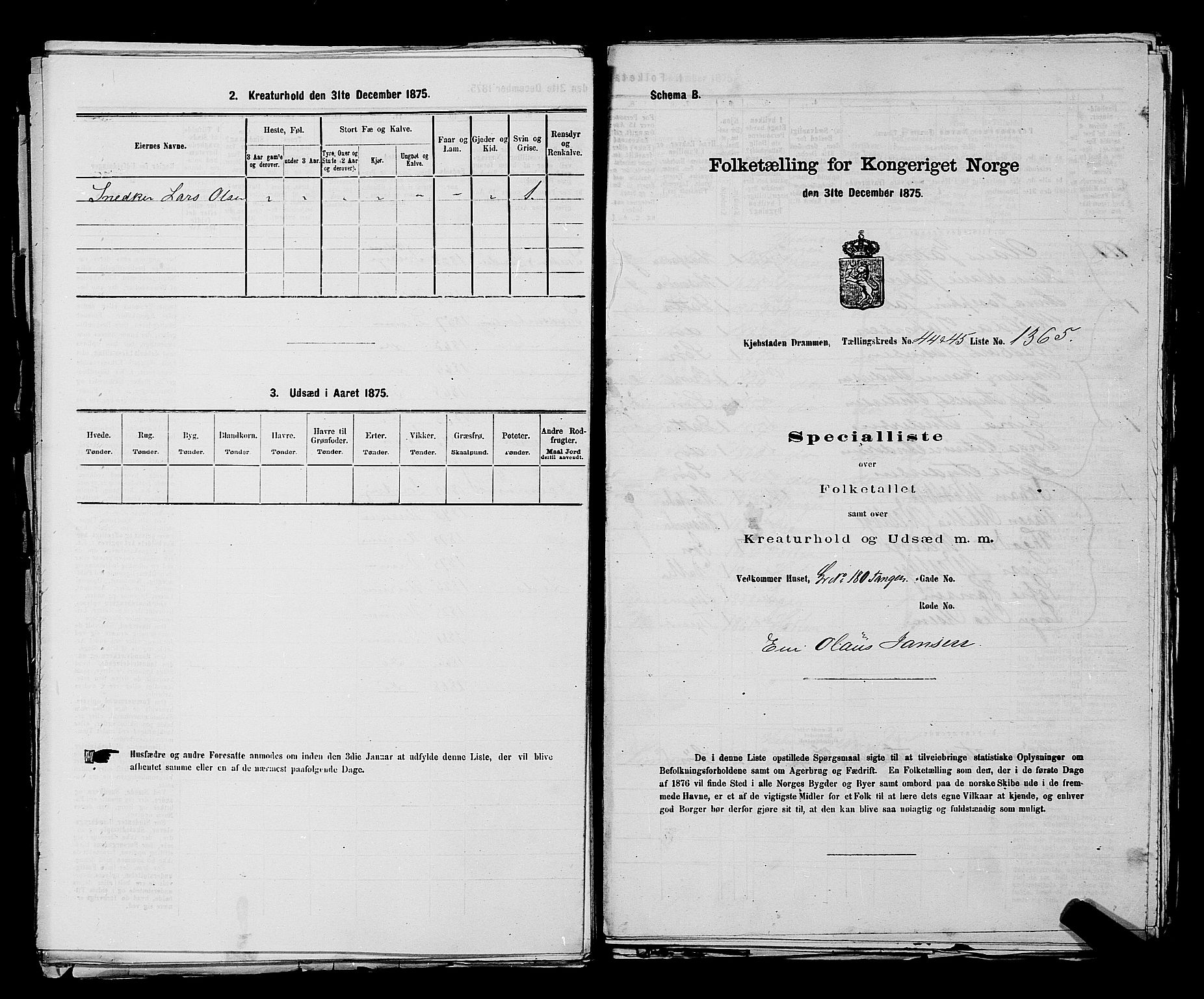 SAKO, Folketelling 1875 for 0602 Drammen kjøpstad, 1875, s. 3739