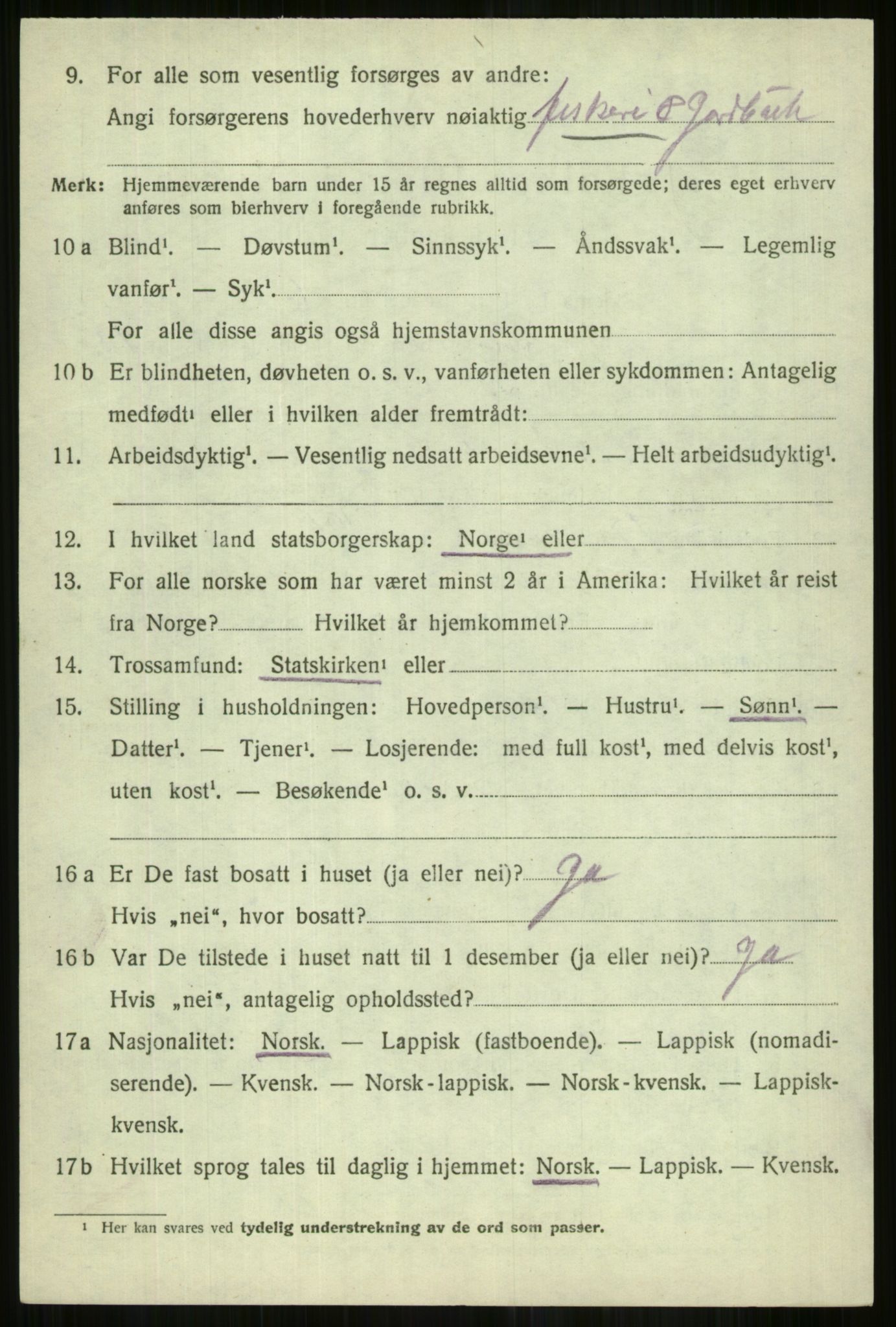 SATØ, Folketelling 1920 for 1938 Lyngen herred, 1920, s. 10380