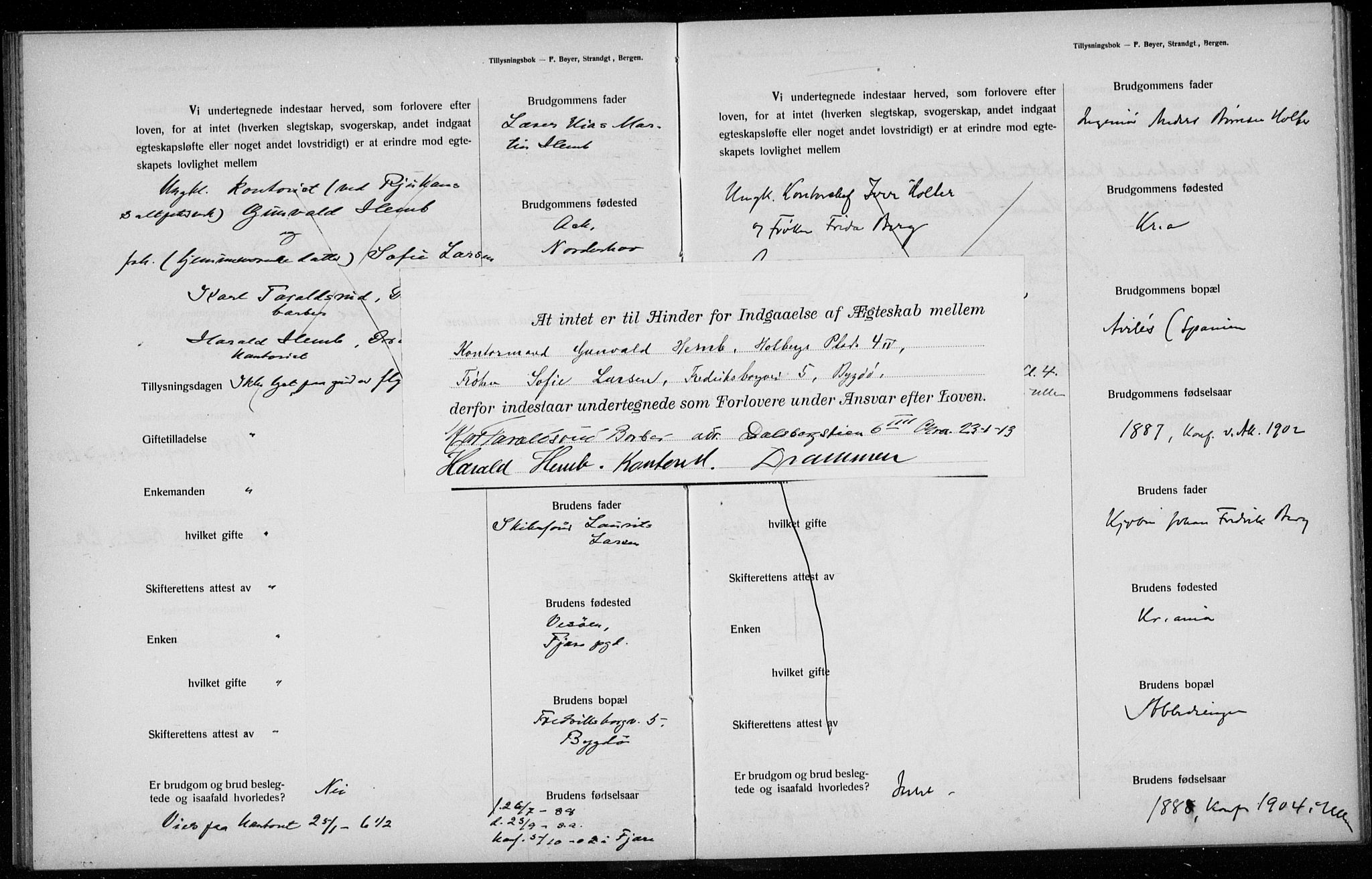 Ullern prestekontor Kirkebøker, AV/SAO-A-10740/H/L0001: Lysningsprotokoll nr. 1, 1911-1916