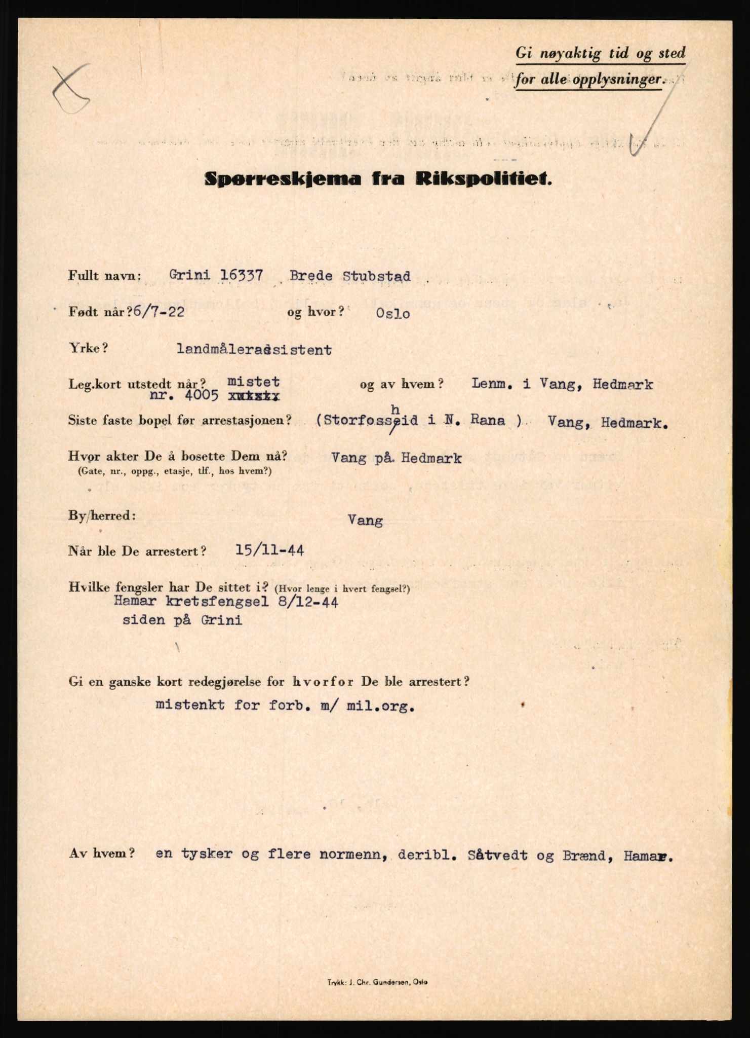 Rikspolitisjefen, AV/RA-S-1560/L/L0016: Sti, Lauritz - Tettum, Karl August, 1940-1945, s. 255