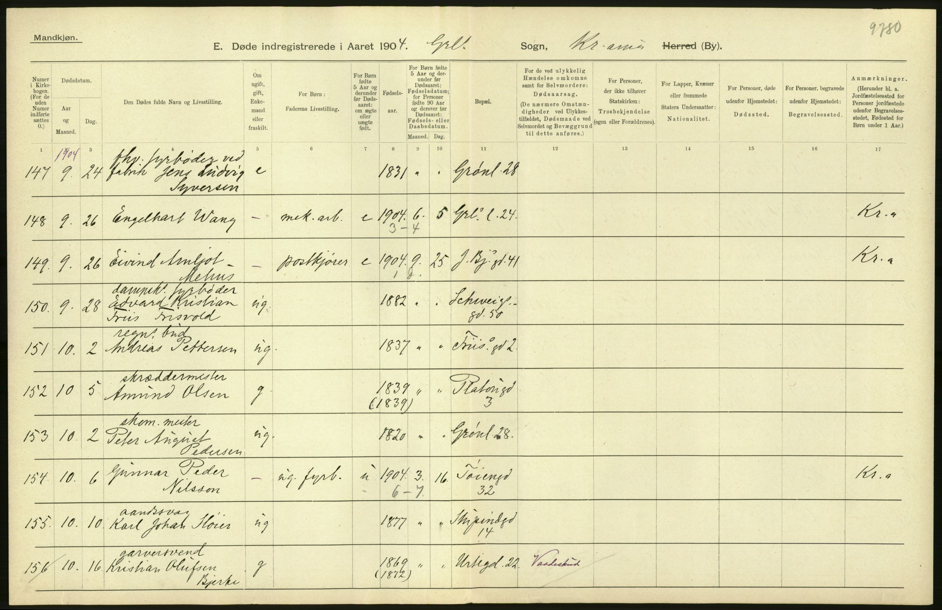 Statistisk sentralbyrå, Sosiodemografiske emner, Befolkning, AV/RA-S-2228/D/Df/Dfa/Dfab/L0004: Kristiania: Gifte, døde, 1904, s. 638