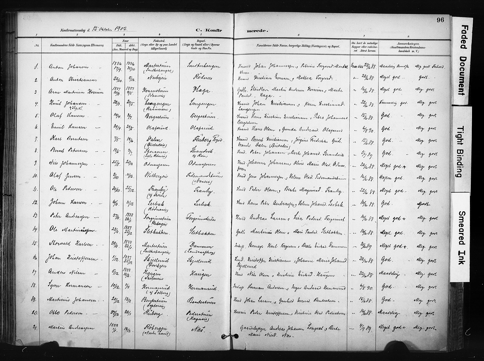 Søndre Land prestekontor, AV/SAH-PREST-122/K/L0004: Ministerialbok nr. 4, 1895-1904, s. 96