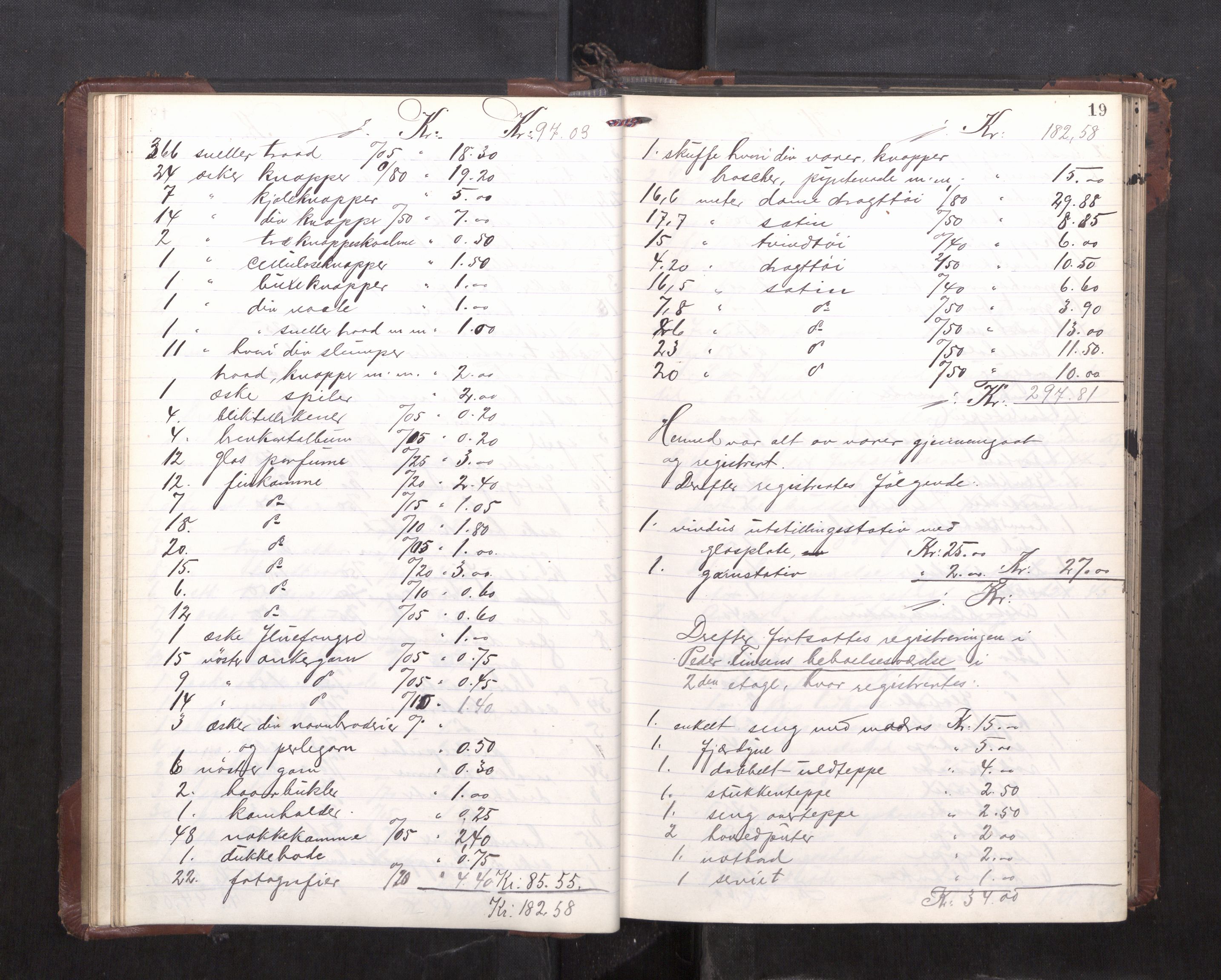 Trondheim byfogd, AV/SAT-A-0003/1/3/3C/L0036: Skifteregistreringsprotokoll - 14/4-24/9. (u/ register), 1915-1918, s. 19