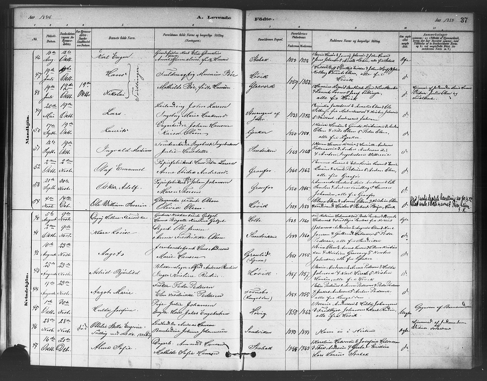 Asker prestekontor Kirkebøker, AV/SAO-A-10256a/F/Fc/L0001: Ministerialbok nr. III 1, 1879-1892, s. 37
