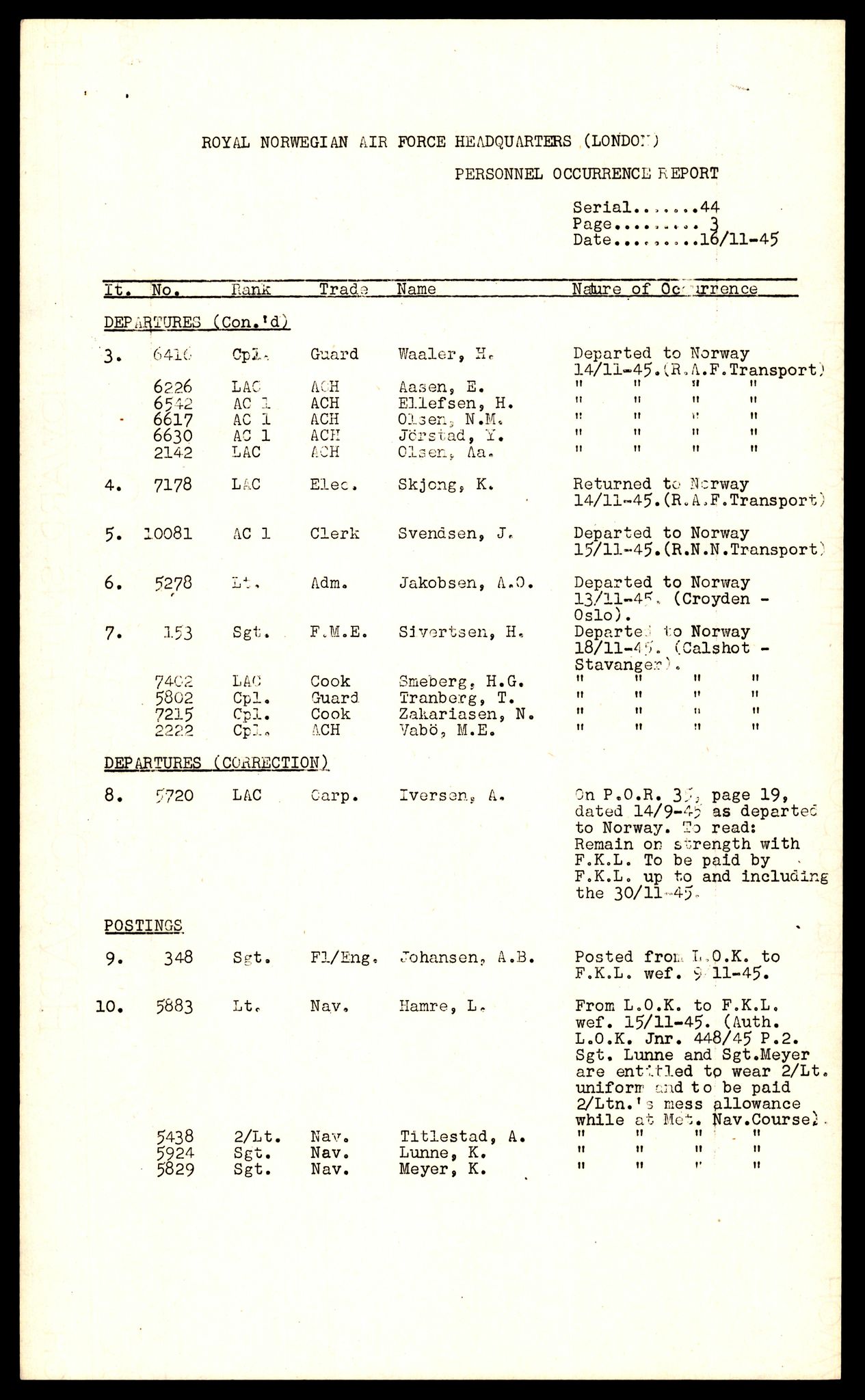 Forsvaret, Luftfartsrådet/Statens luftfartsstyre, AV/RA-RAFA-5942/F/L0042: Norges Luftfartstyre., 1941-1945, s. 1196