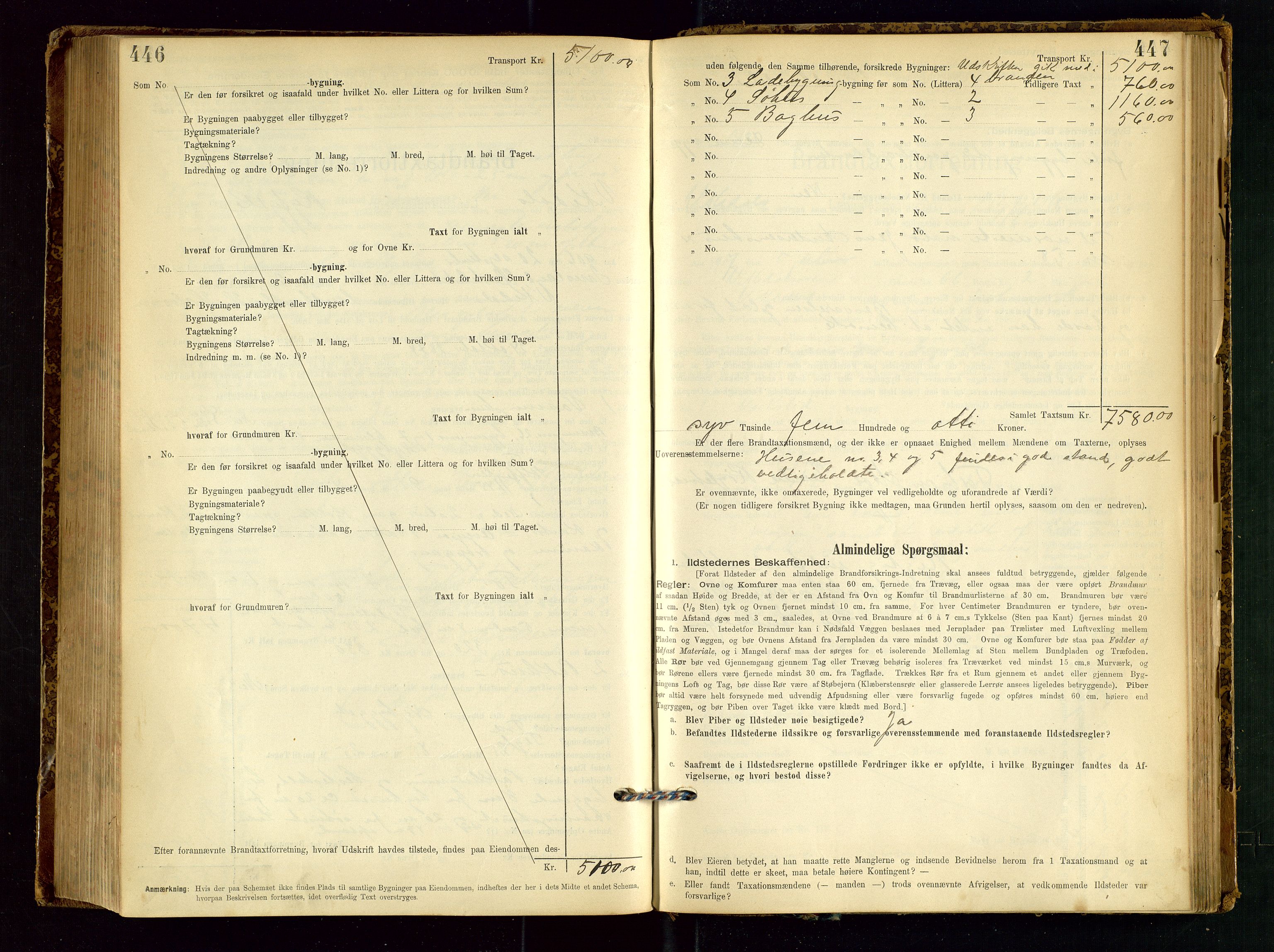 Vikedal lensmannskontor, AV/SAST-A-100179/Gob/L0004: Branntakstprotokoll, 1894-1952, s. 446-447