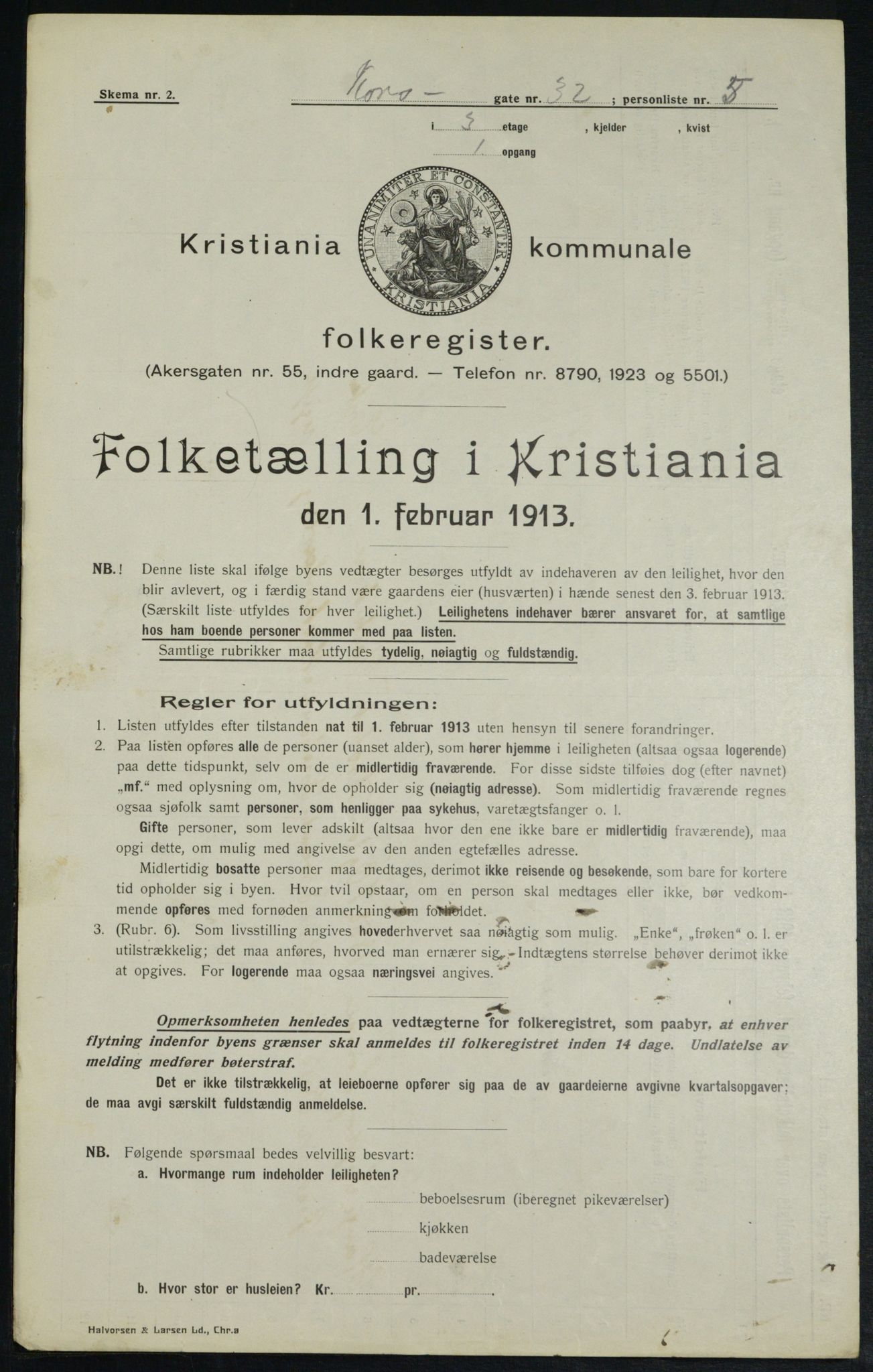 OBA, Kommunal folketelling 1.2.1913 for Kristiania, 1913, s. 53611