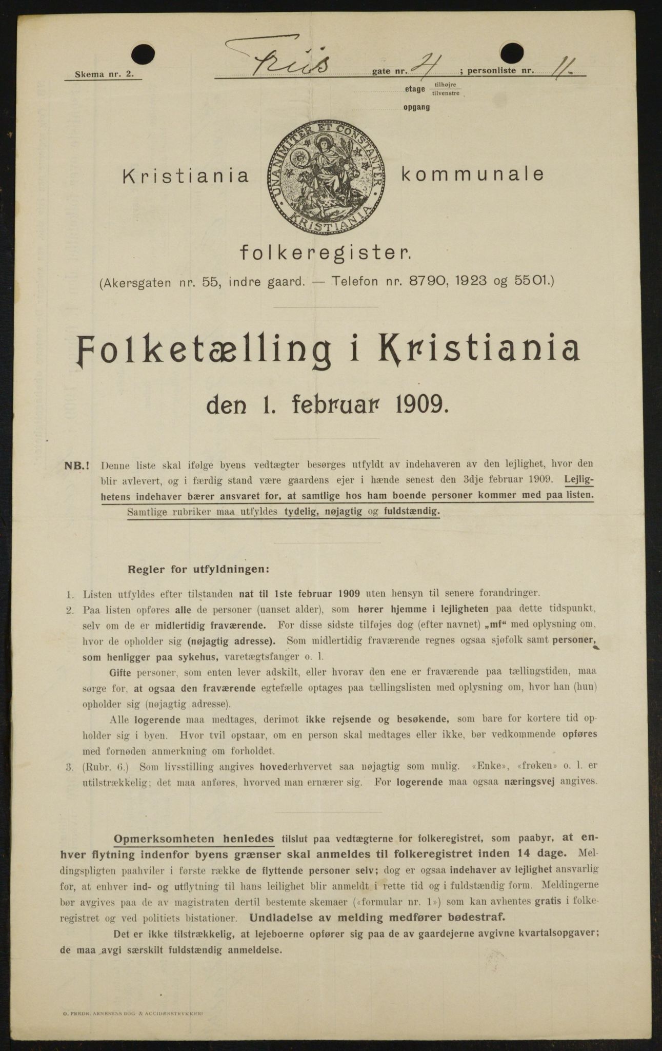 OBA, Kommunal folketelling 1.2.1909 for Kristiania kjøpstad, 1909, s. 24469