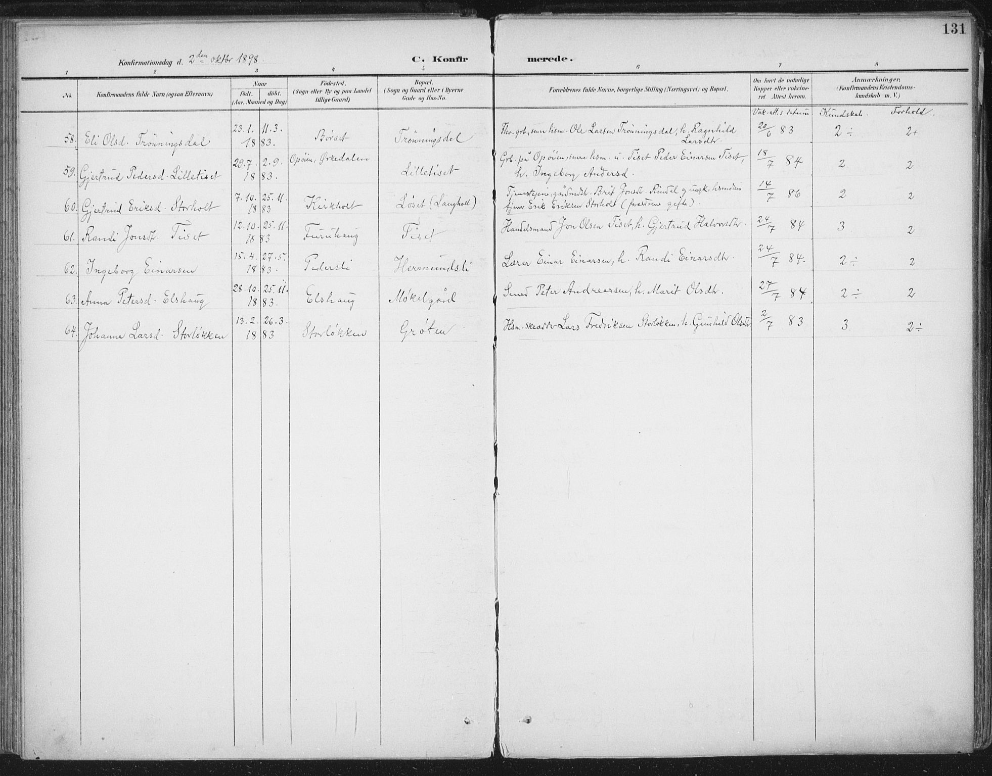 Ministerialprotokoller, klokkerbøker og fødselsregistre - Møre og Romsdal, SAT/A-1454/598/L1072: Ministerialbok nr. 598A06, 1896-1910, s. 131