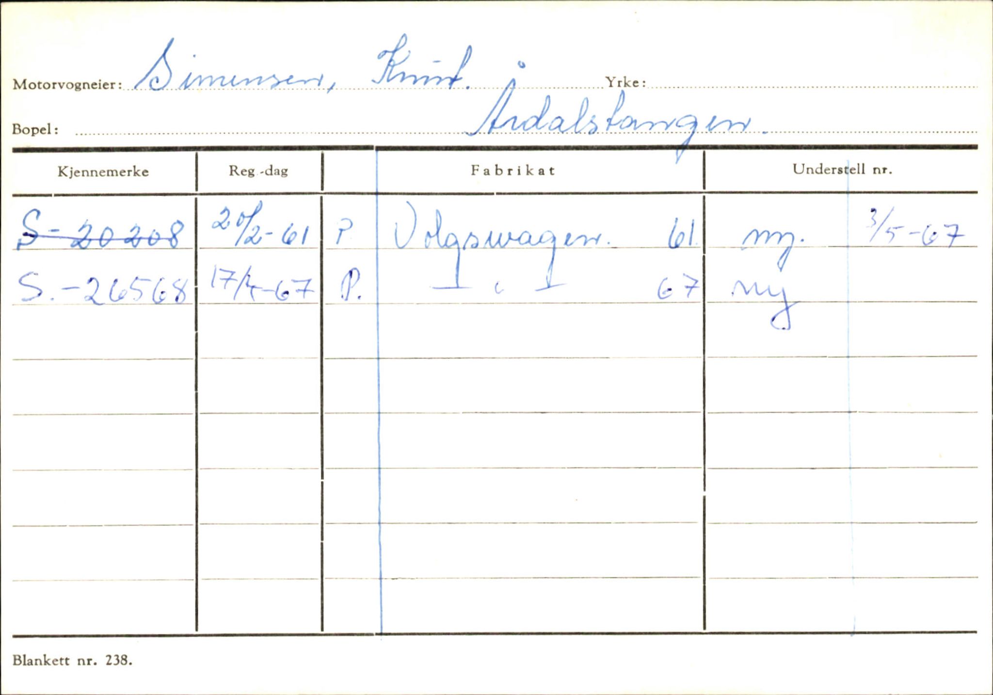 Statens vegvesen, Sogn og Fjordane vegkontor, AV/SAB-A-5301/4/F/L0146: Registerkort Årdal R-Å samt diverse kort, 1945-1975, s. 298