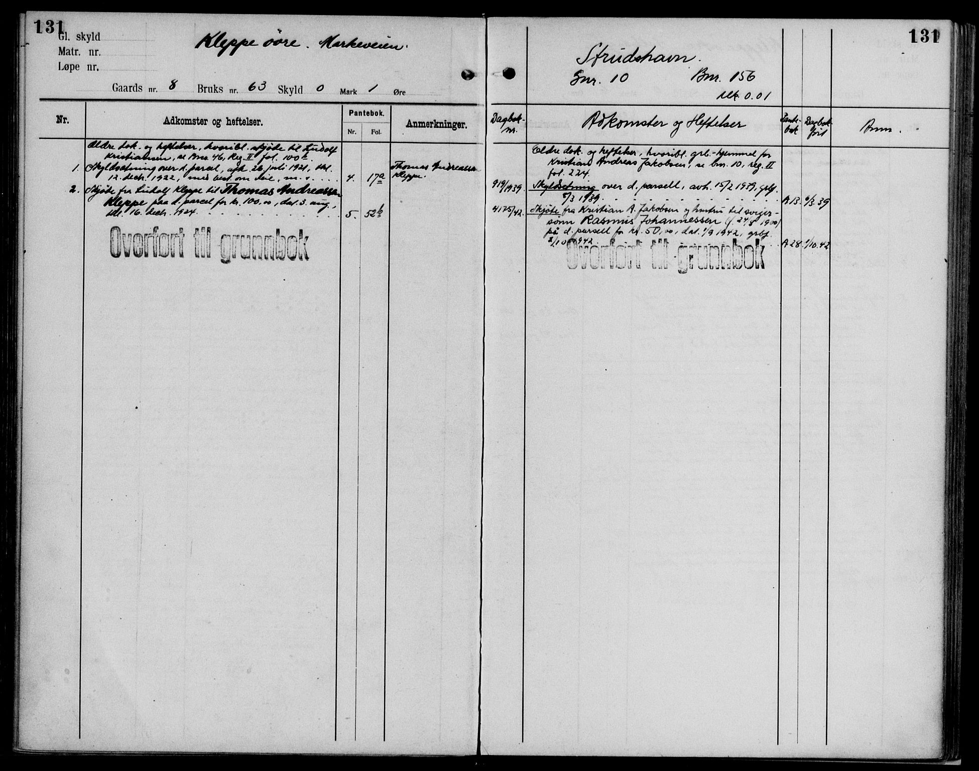 Midhordland sorenskriveri, AV/SAB-A-3001/1/G/Ga/Gab/L0101: Panteregister nr. II.A.b.101, s. 131