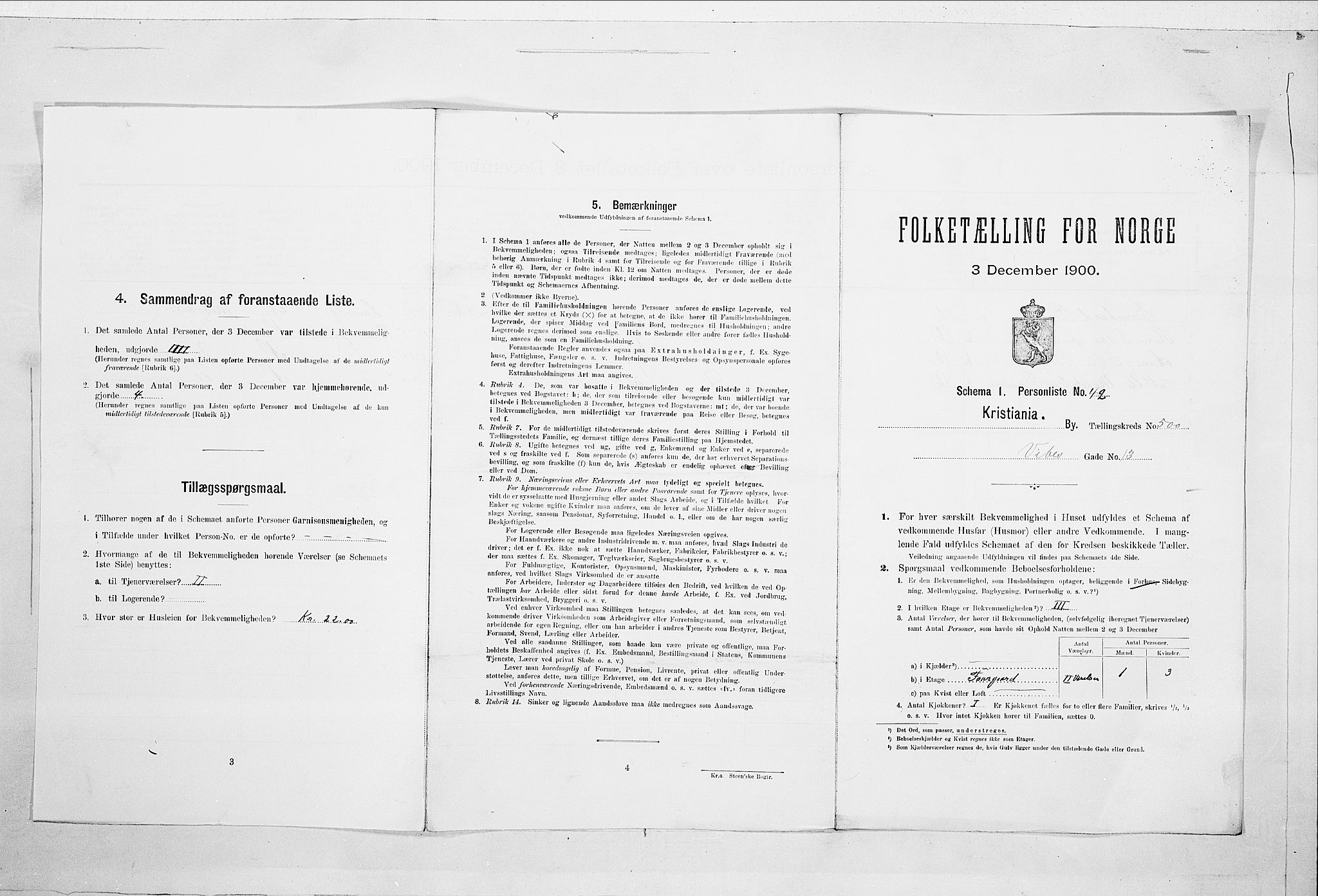 SAO, Folketelling 1900 for 0301 Kristiania kjøpstad, 1900, s. 112113