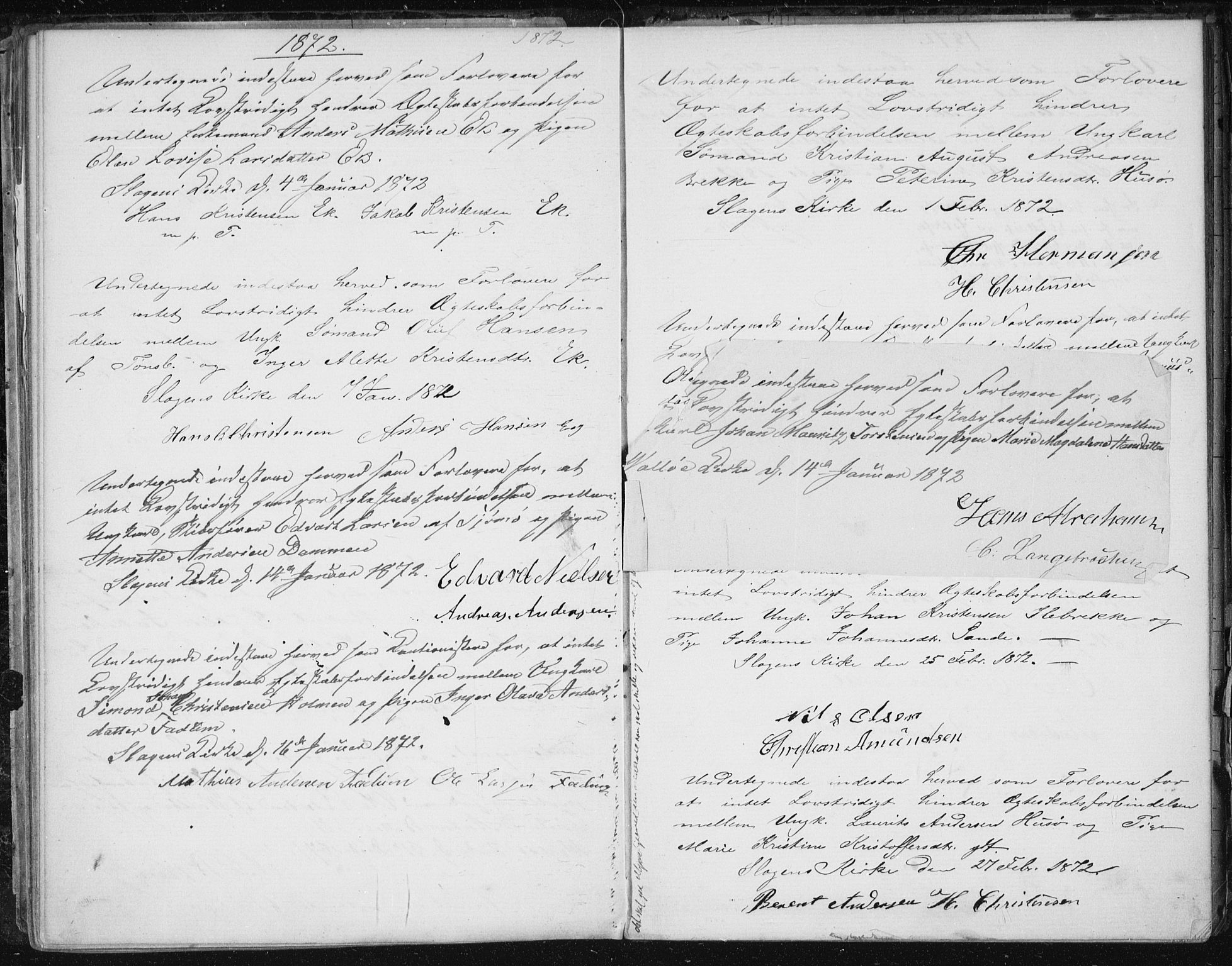 Sem kirkebøker, AV/SAKO-A-5/Y/Ya/L0002: Forlovererklæringer nr. 2, 1864-1894