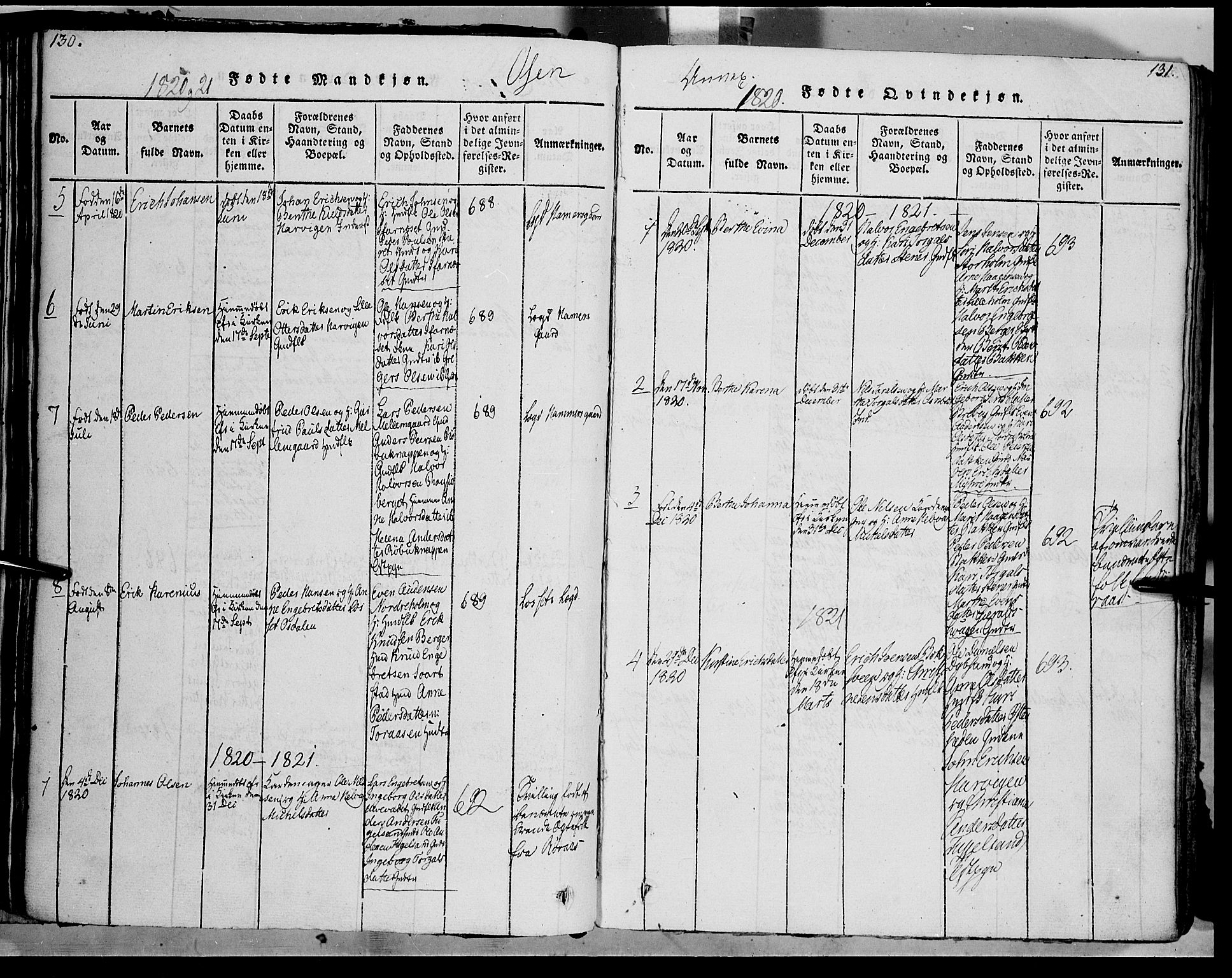 Trysil prestekontor, SAH/PREST-046/H/Ha/Haa/L0003: Ministerialbok nr. 3 /2, 1814-1842, s. 130-131